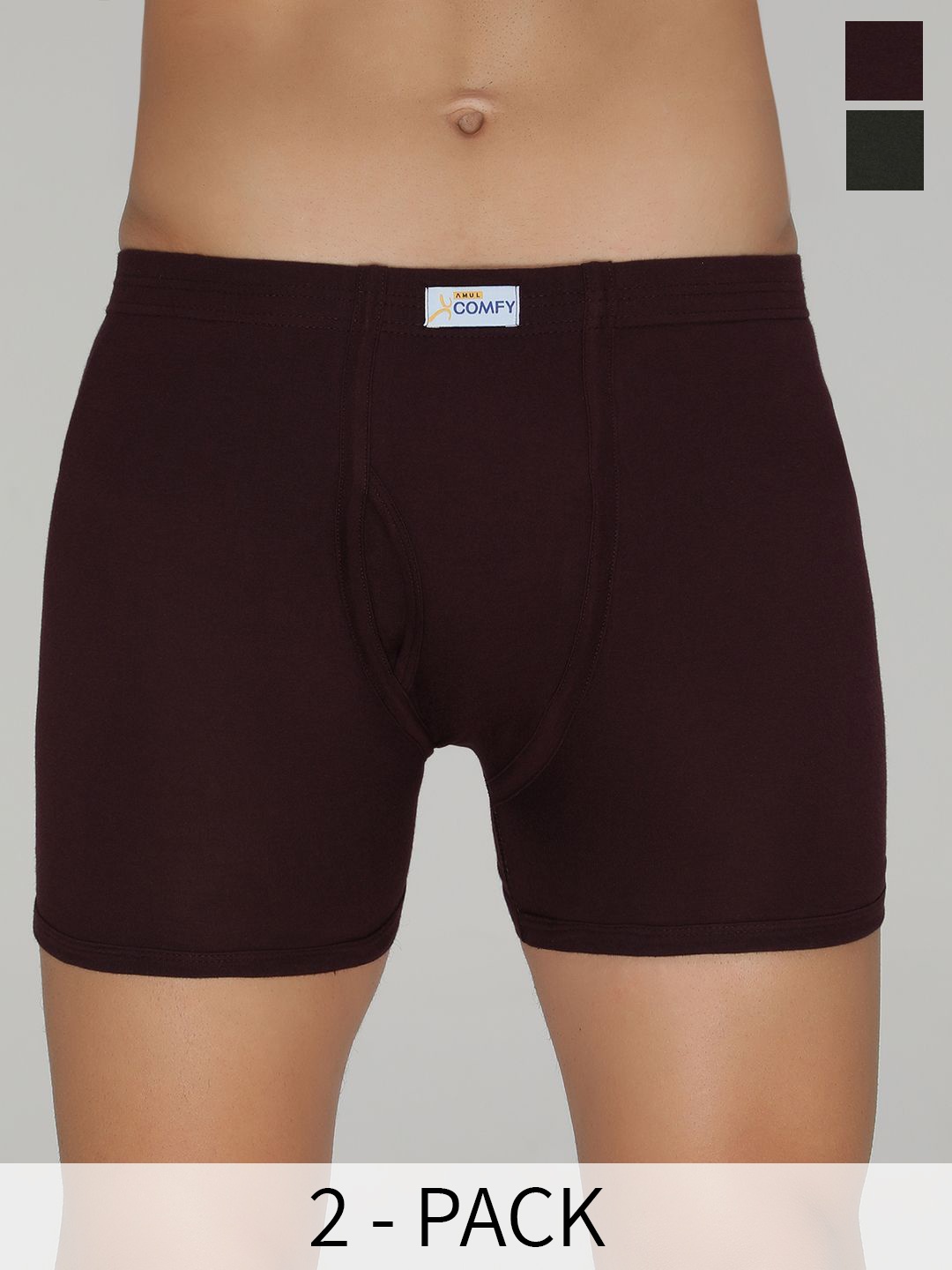 

AMUL COMFY Men Pack Of 2 Pcs Solid Pure Cotton Trunk AC-TR-FCTRIE-MULTI4-3XL-2PC, Maroon