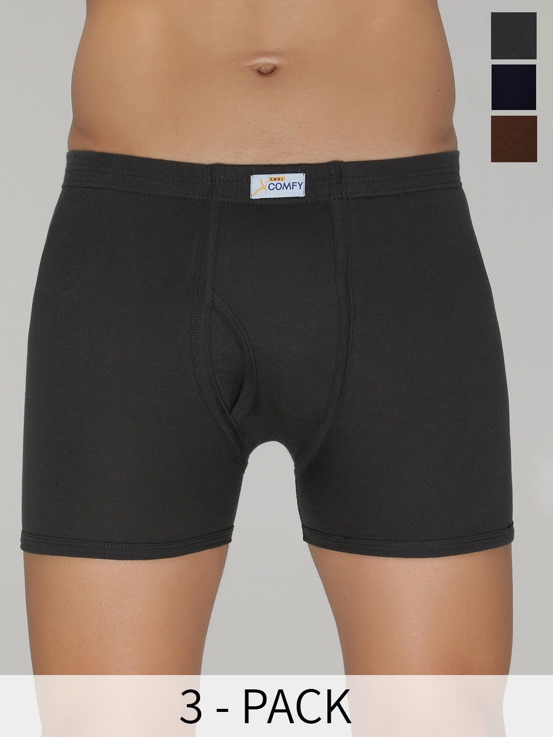 

AMUL COMFY Men Pack Of 3 Pure Cotton Trunk AC-TR-FCTRIE-MULTI1-XL-3PC, Assorted