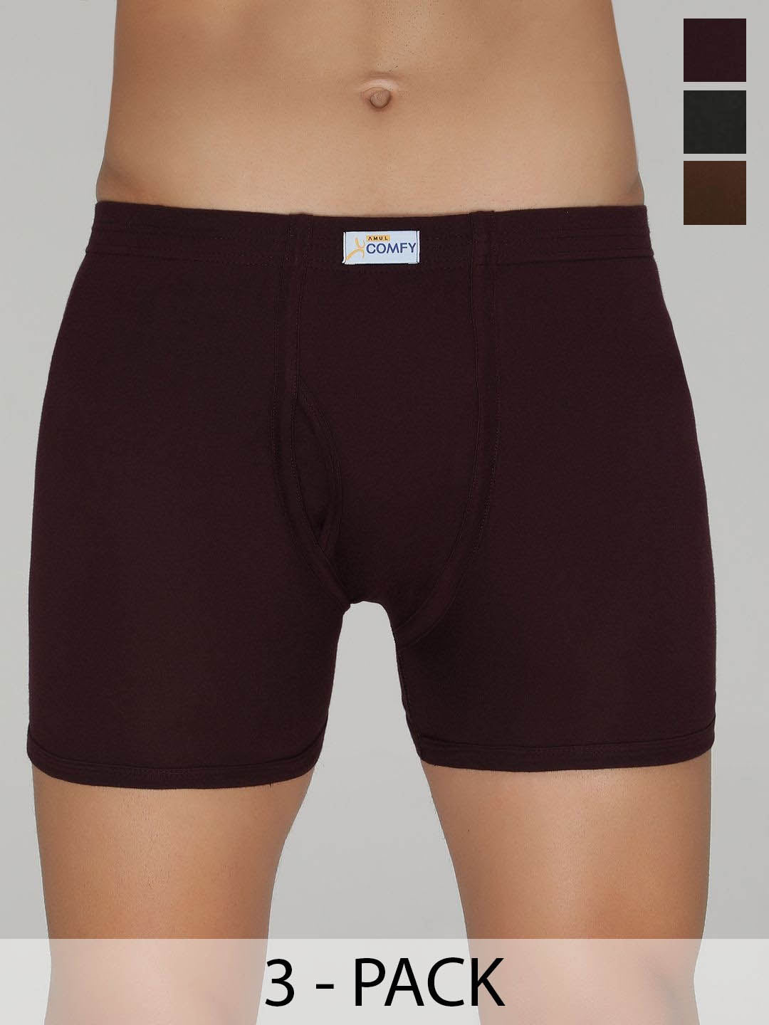 

AMUL COMFY Men Pack of 3 Cotton Trunks-AC-TR-FCTRIE-MULTI2-XS-3PC, Assorted