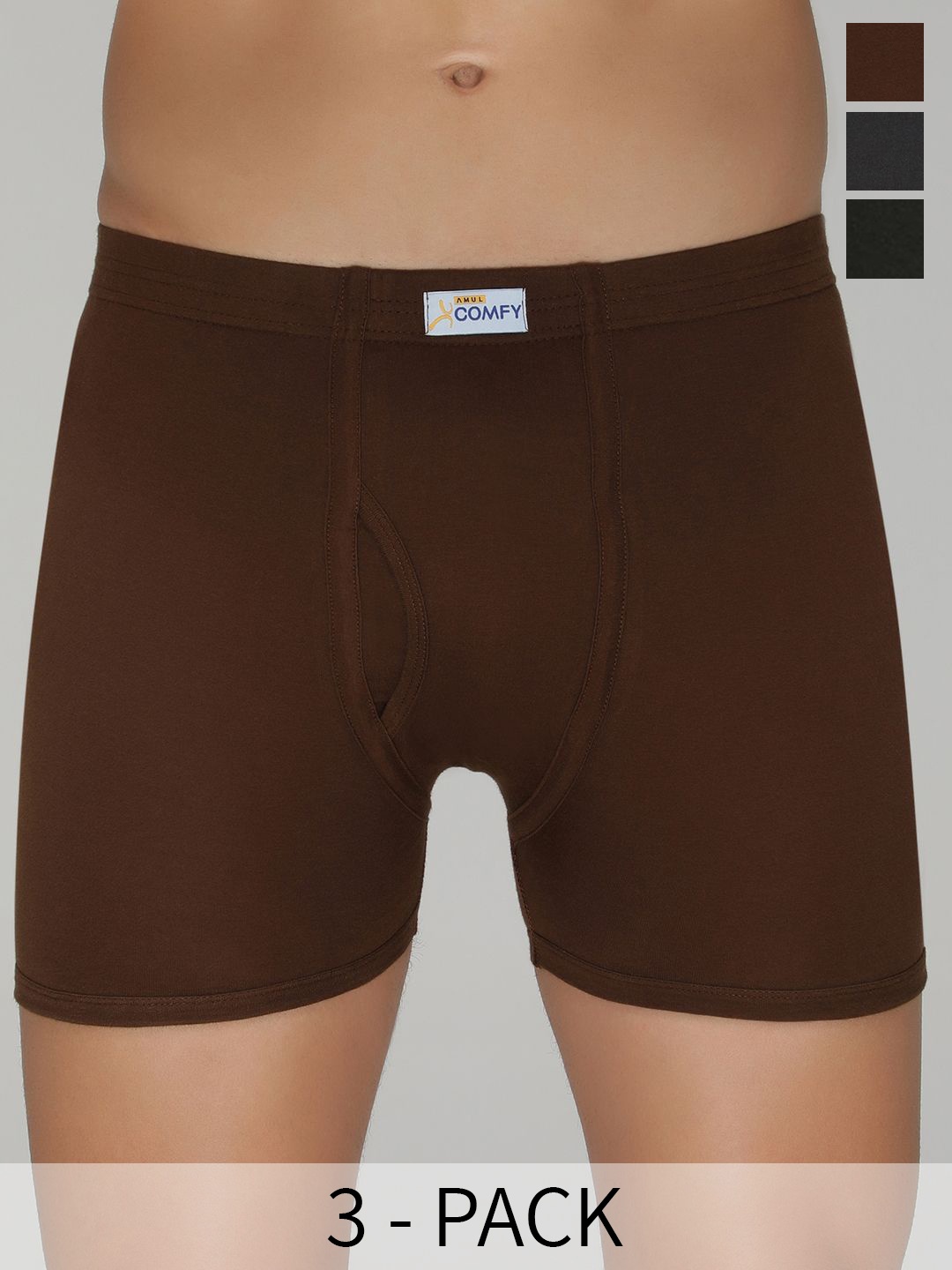 

AMUL COMFY Men Pack Of 3 Pure Cotton Trunks AC-TR-FCTRIE-MULTI3-3XL-3PC, Assorted