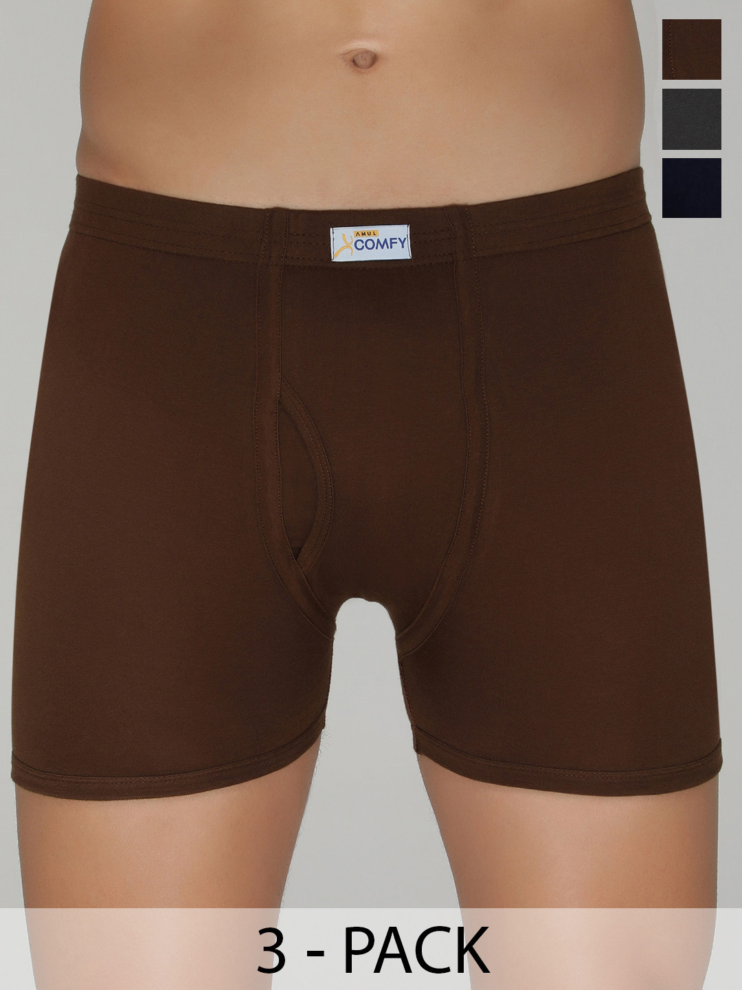 

AMUL COMFY Men Pack Of 3 Assorted Trunks