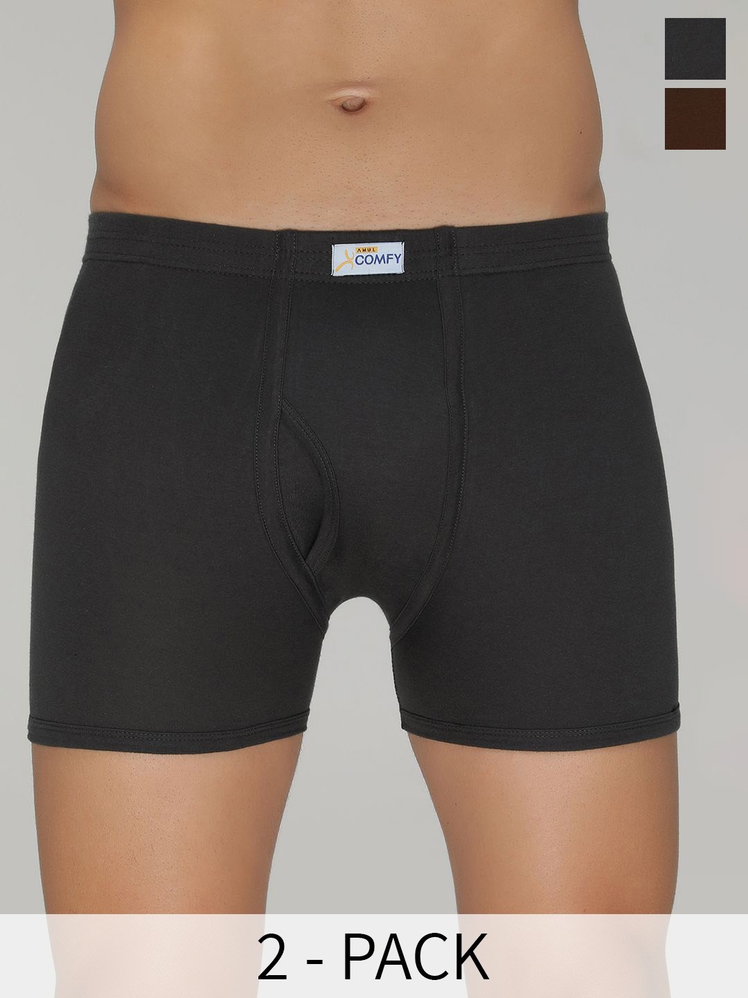 

AMUL COMFY Pack Of 2 Assorted Cotton Mid-Rise Trunk AC-TR-FCTRIE-MULTI2-XS-2PC