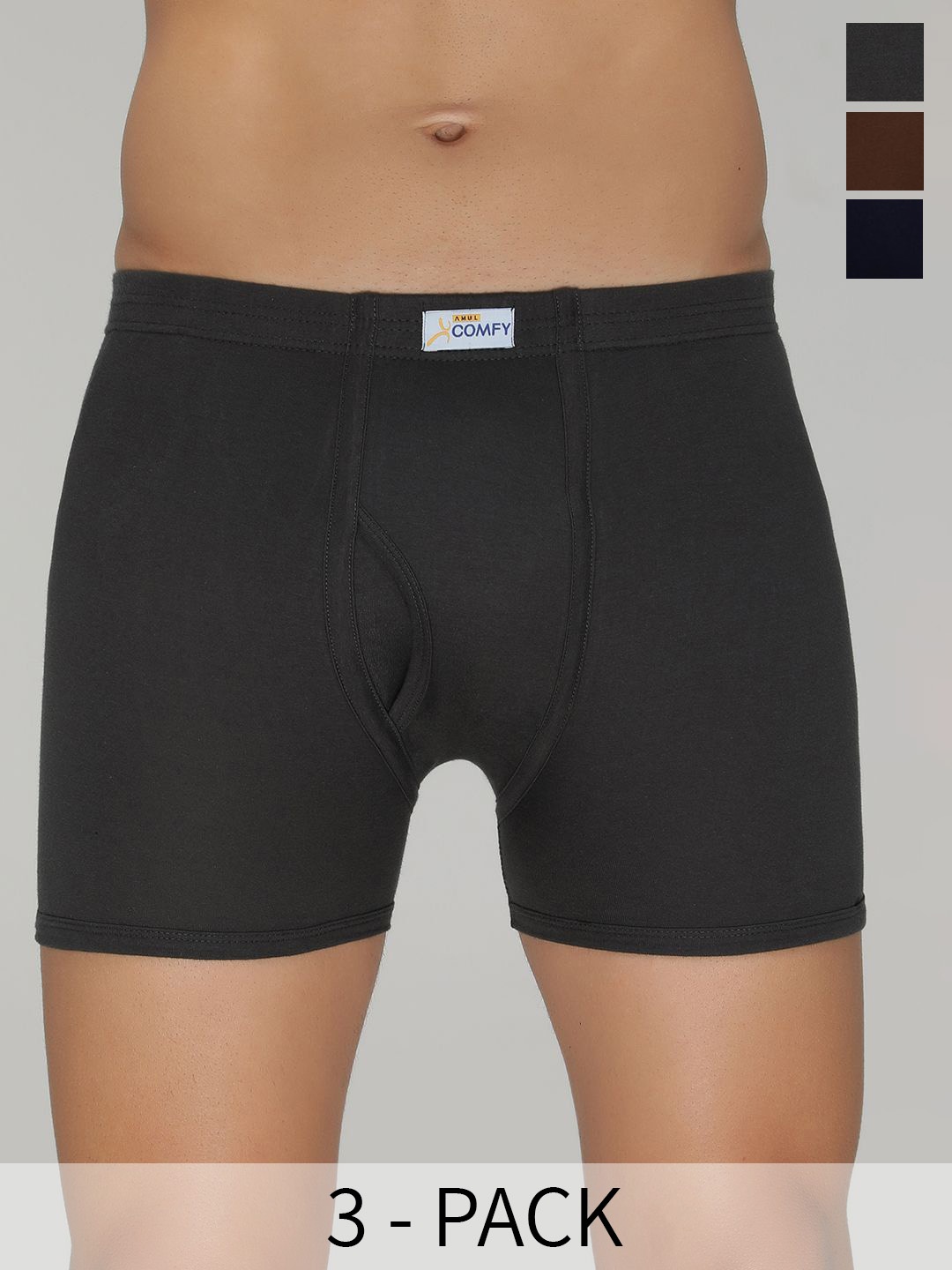 

AMUL COMFY Pack Of 3 Assorted Pure Cotton Trunks AC-TR-FCTRIE-MULTI1-3XL-3PC