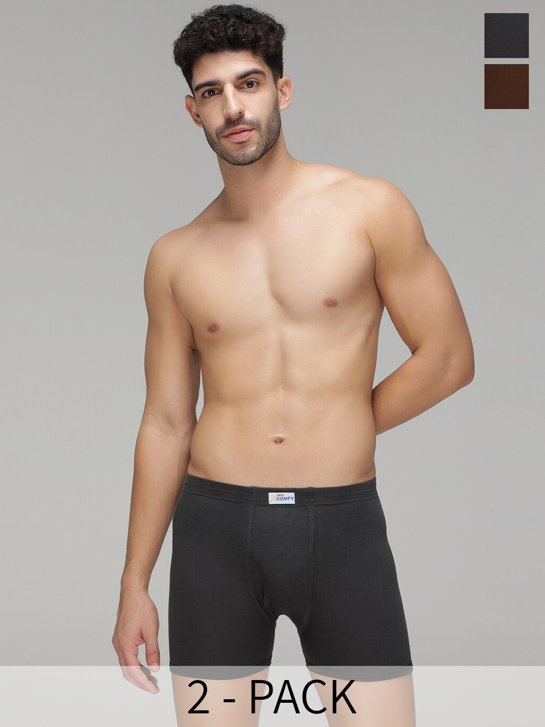 

AMUL COMFY Men Pack Of 2 Assorted Pure Cotton Trunks AC-TR-FCTRIE-MULTI2-3XL-2PC, Coffee brown