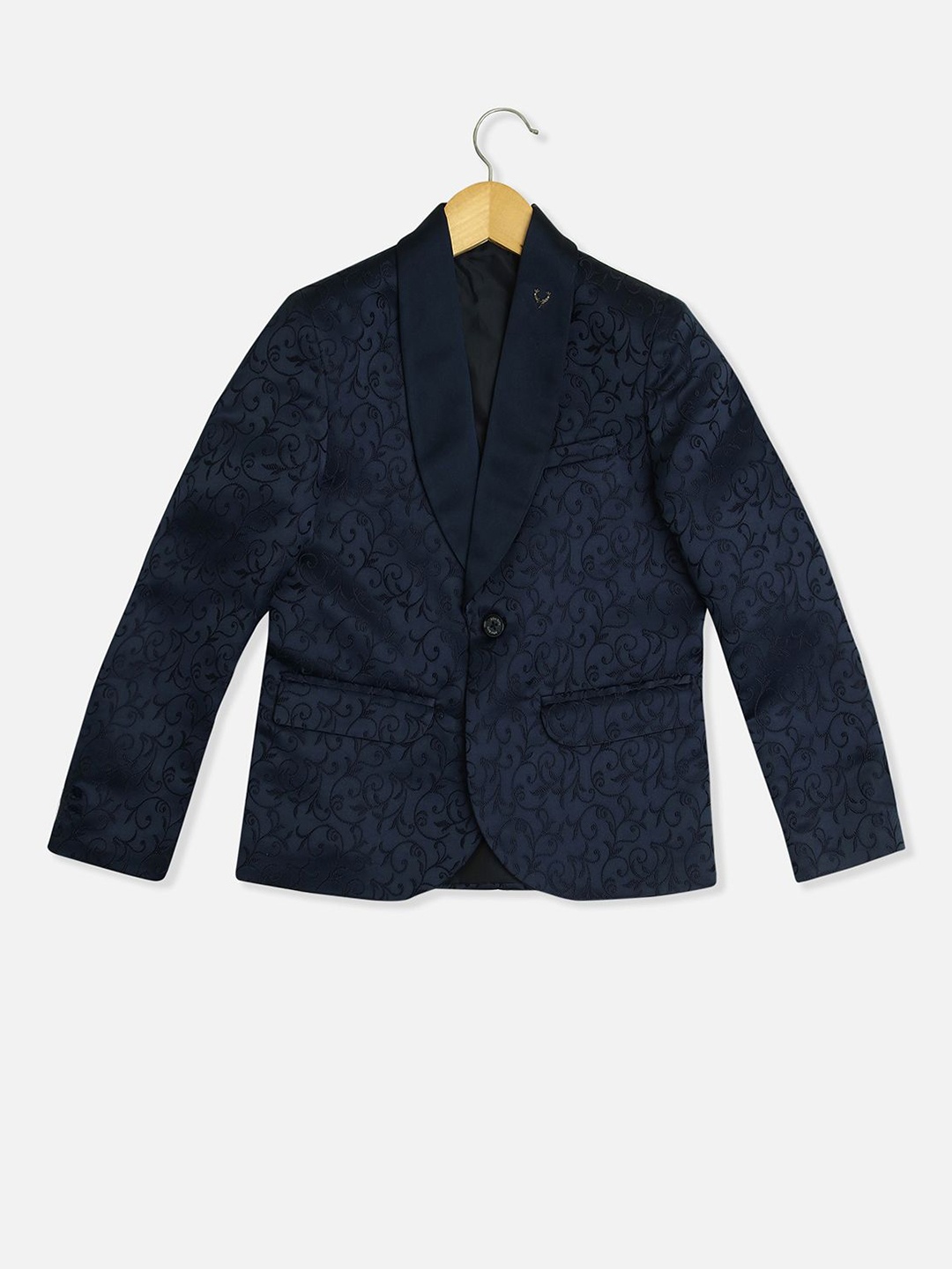 

Allen Solly Junior Boys Embroidered Notched Lapel Long Sleeves Single-Breasted Blazer, Navy blue