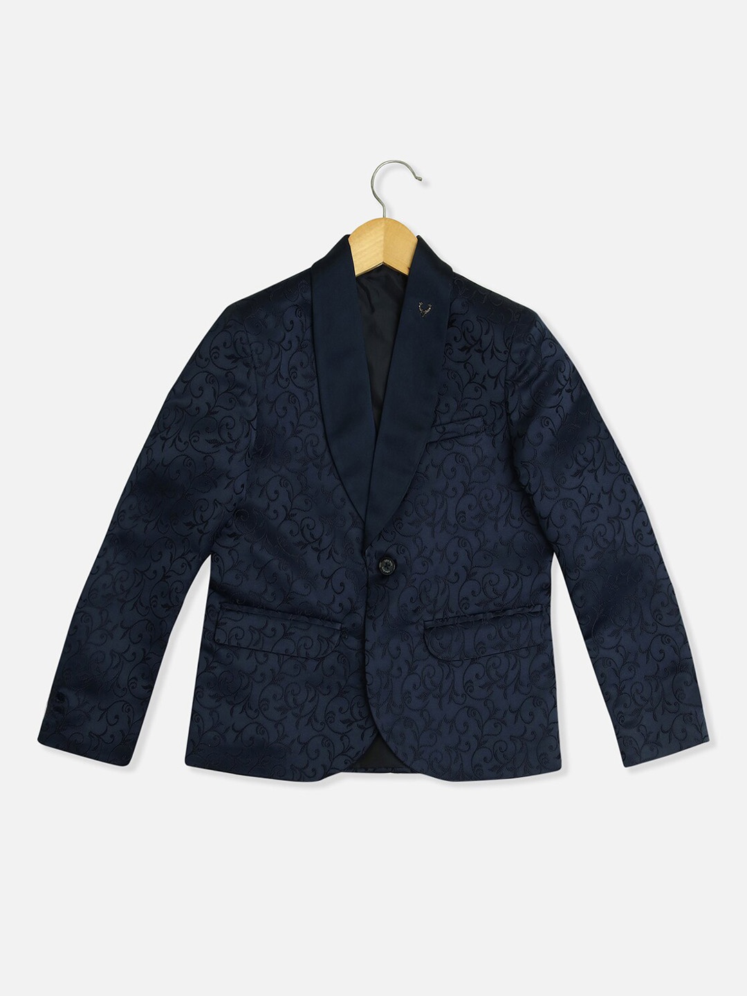 

Allen Solly Junior Boys Embroidered Notched Lapel Long Sleeves Single-Breasted Blazer, Navy blue