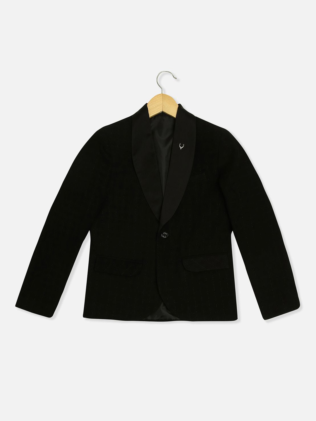 

Allen Solly Junior Boys Checked Notched Lapel Long Sleeves Single-Breasted Blazer, Black