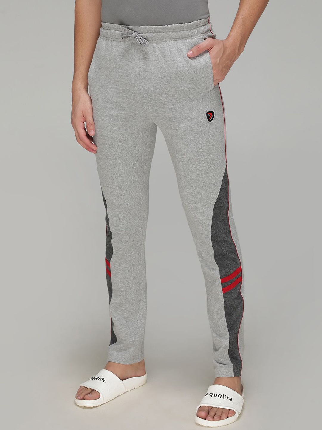 

SPORTO Men Mid Rise Track Pants, Grey melange