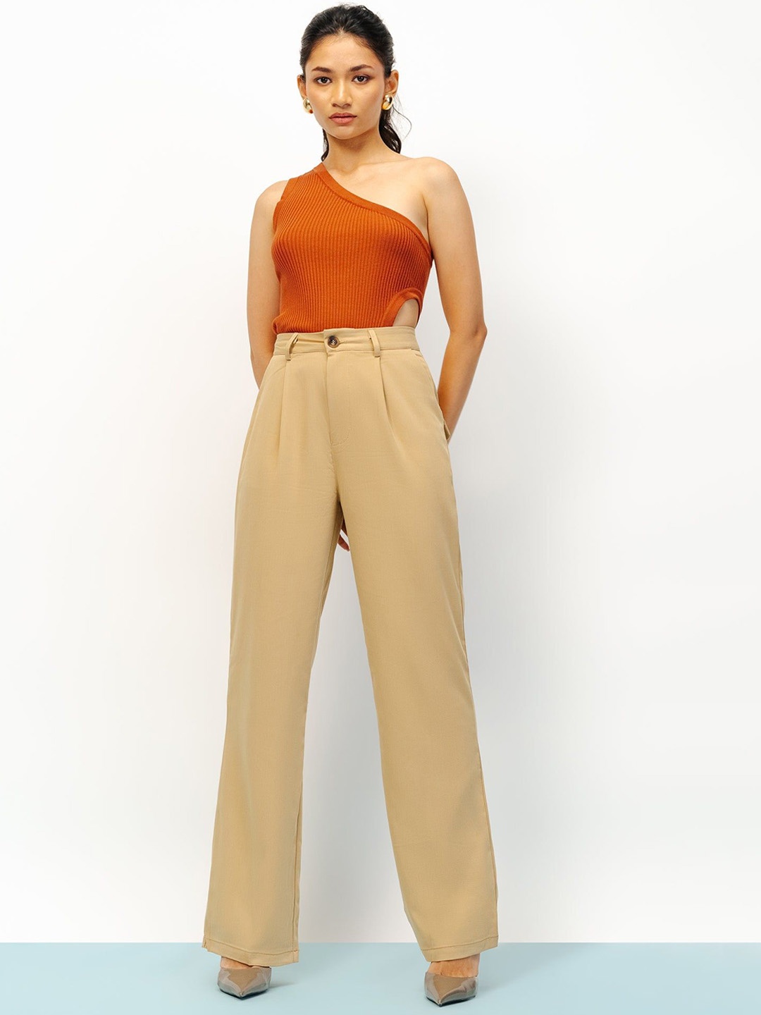 

FREAKINS Caramel Soft Korean Pants, Beige