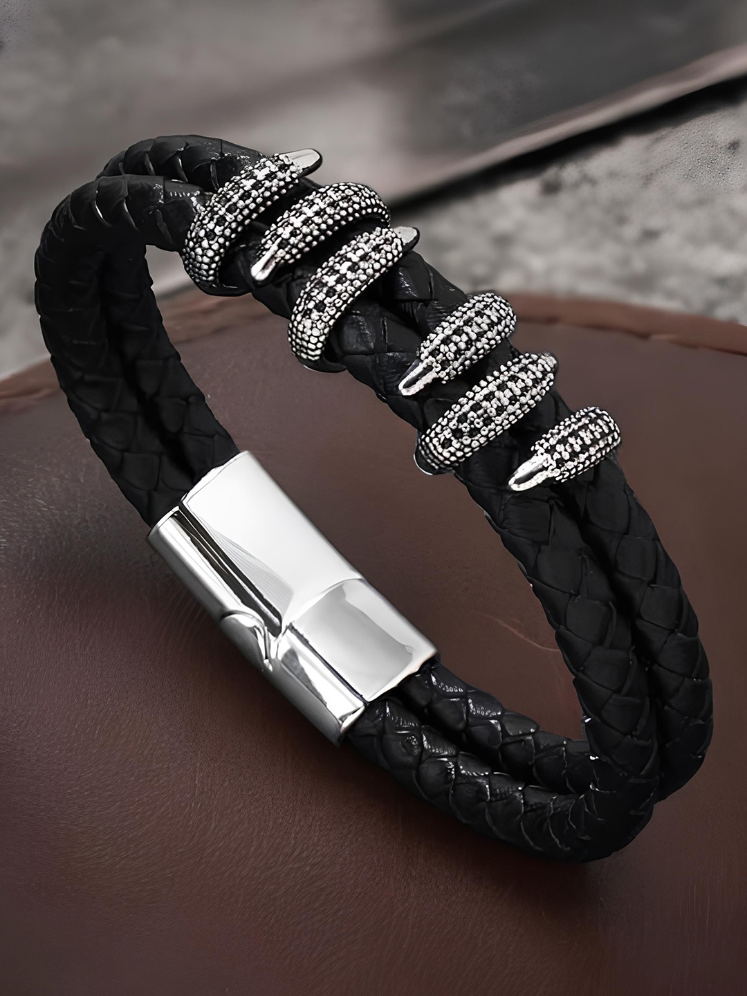 

KARISHMA KREATIONS Unisex Leather Wraparound Bracelet, Black
