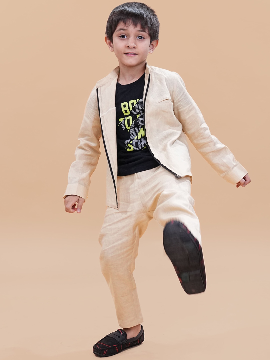 

BAESD Boys Long Sleeves Jacket with Trousers, Beige