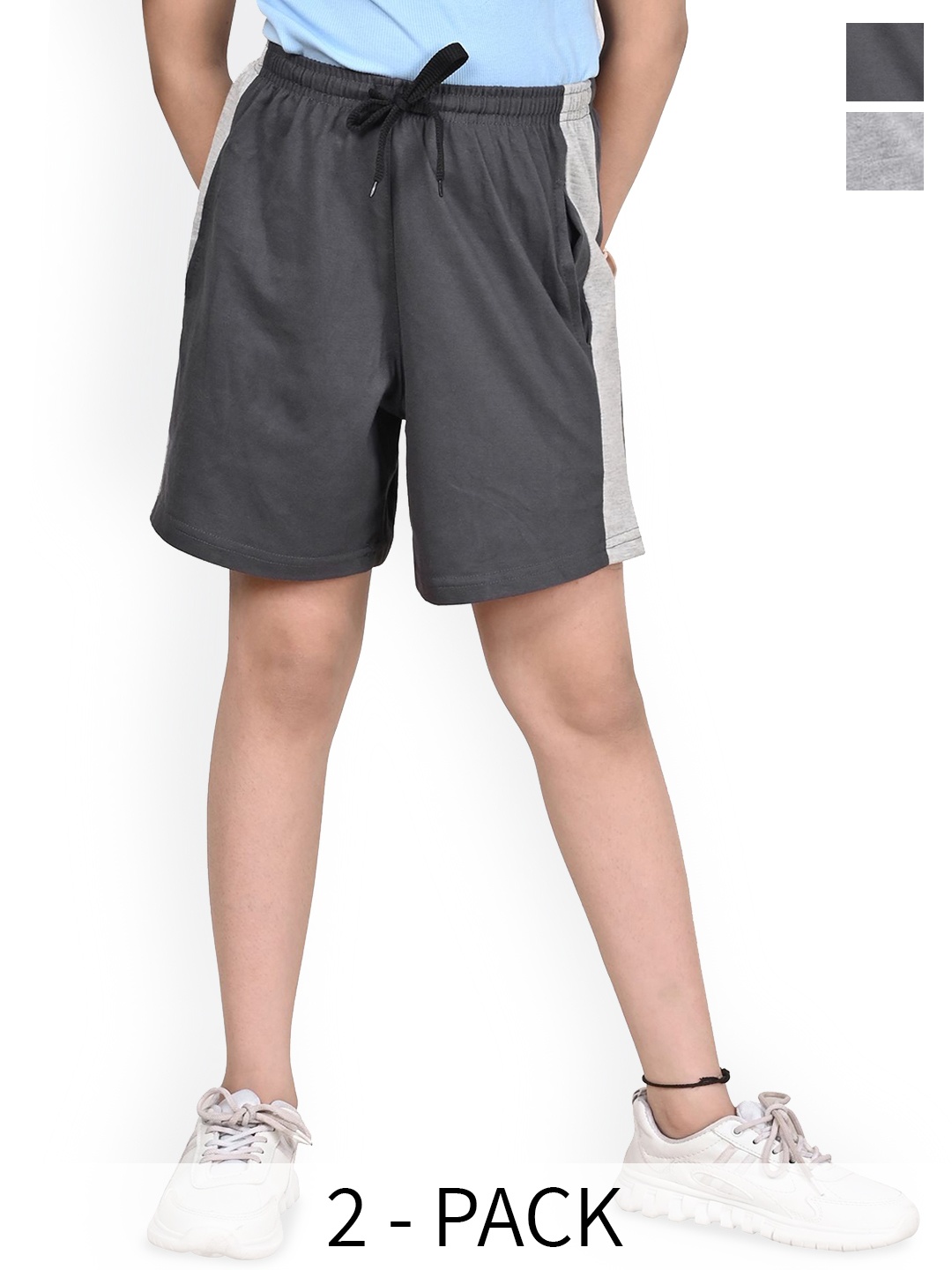 

BAESD Girls Pack of 2 High-Rise Cotton Shorts, Grey