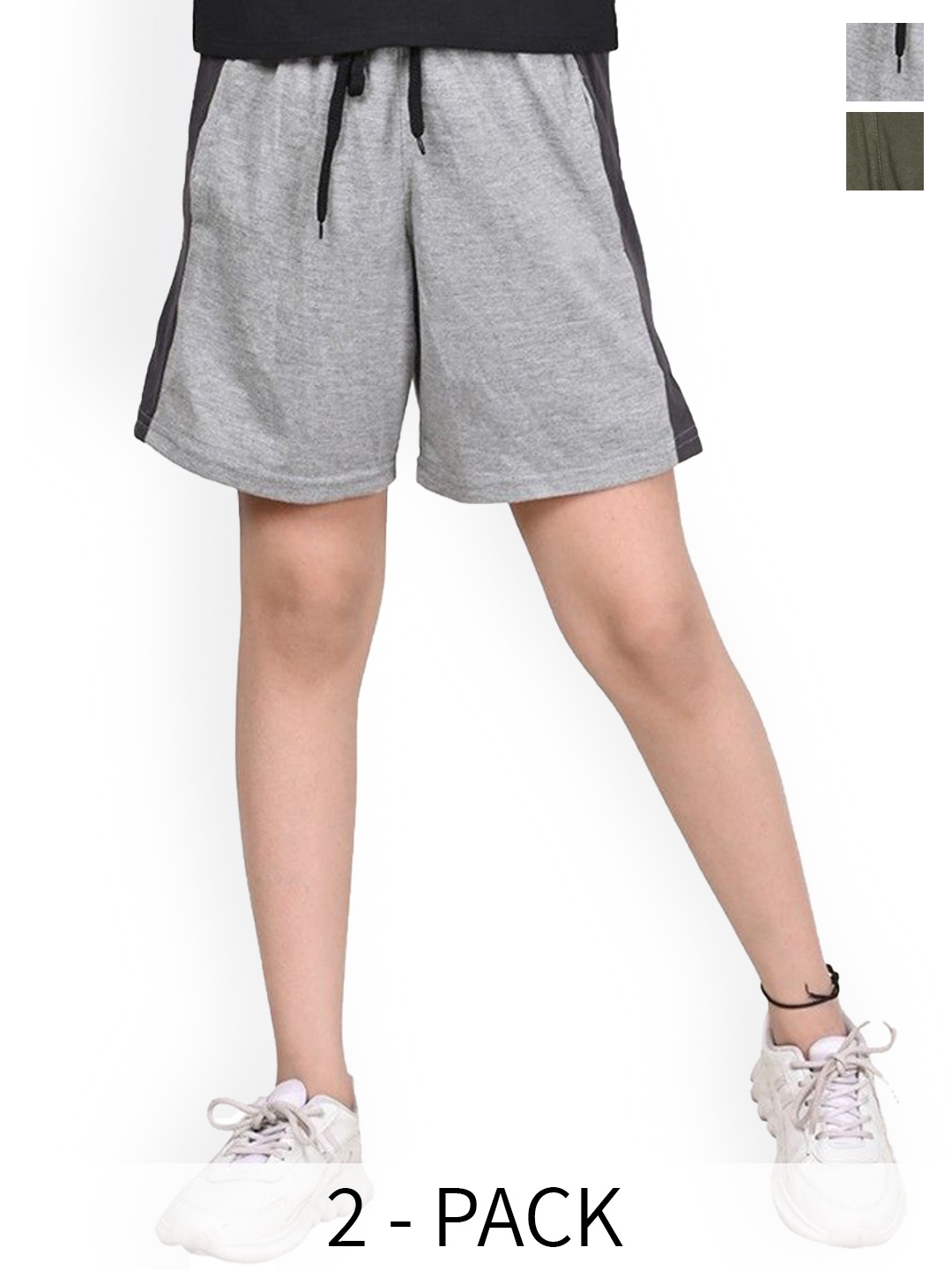 

BAESD Girls Pack of 2 High-Rise Cotton Shorts, Grey