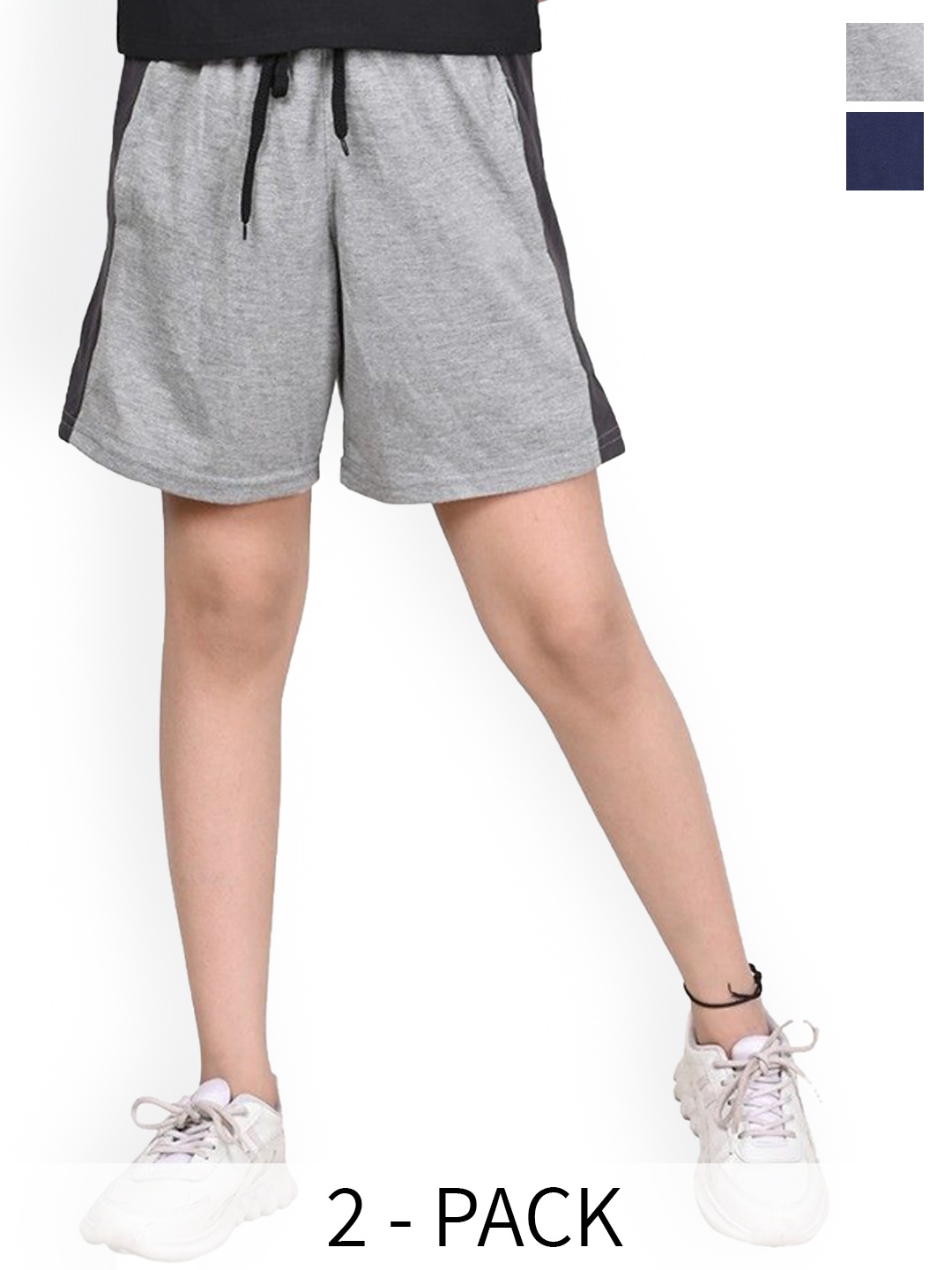 

BAESD Girls Pack of 2 High-Rise Cotton Shorts, Grey