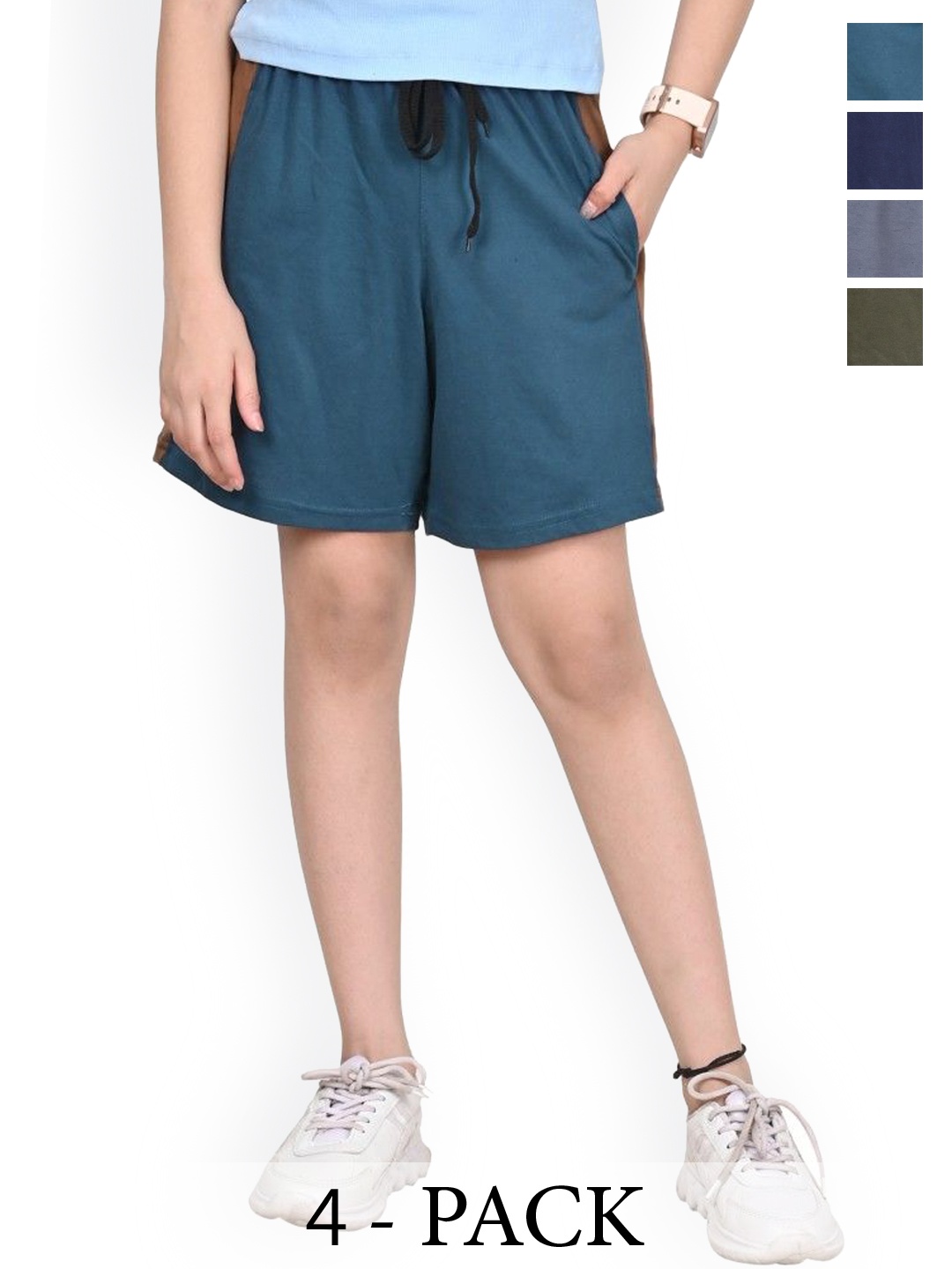 

BAESD Girls Pack of 4 High-Rise Shorts, Teal
