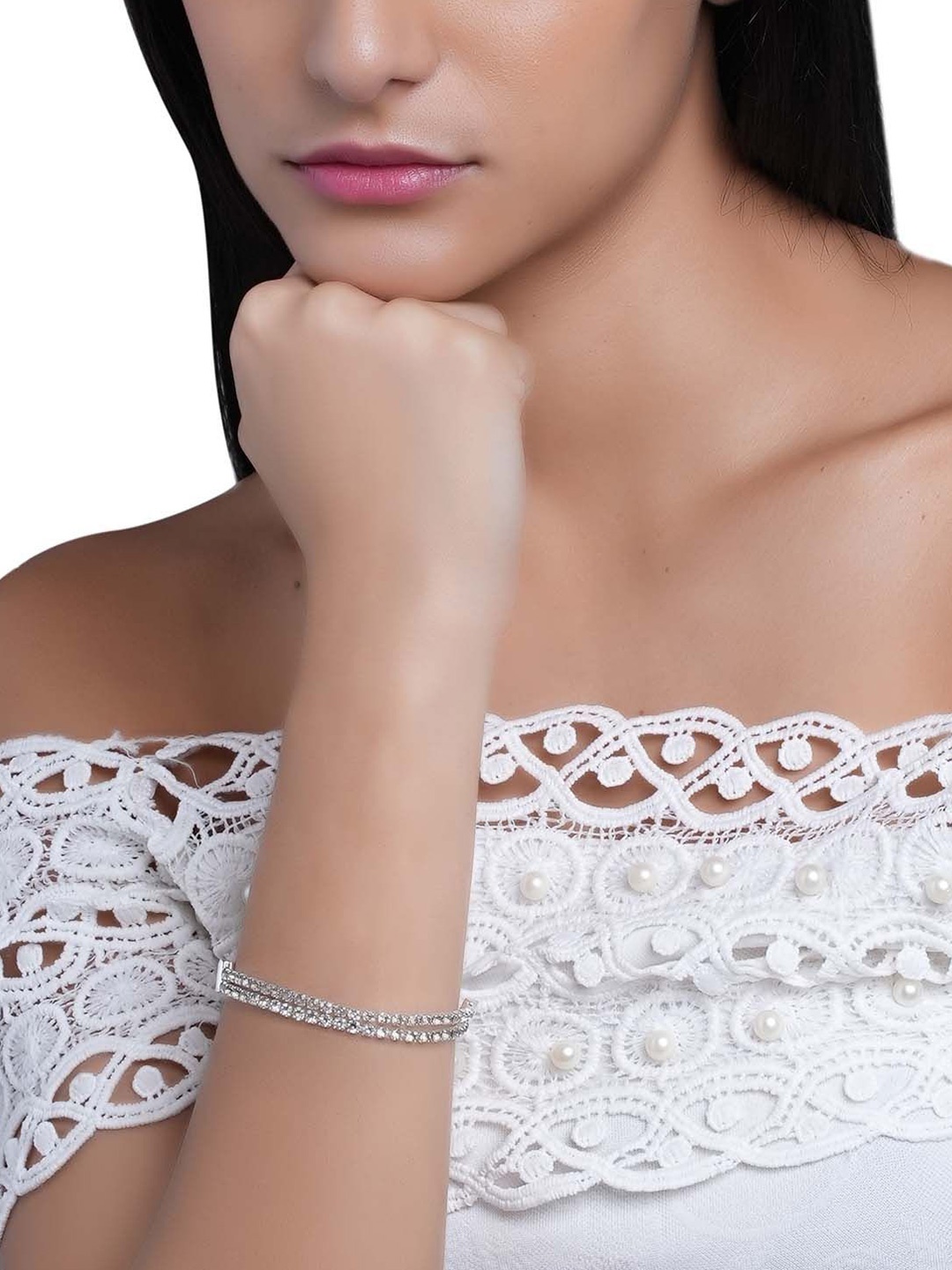 

Juicy Couture Cubic Zirconia-Studded Wraparound Bracelet, Silver