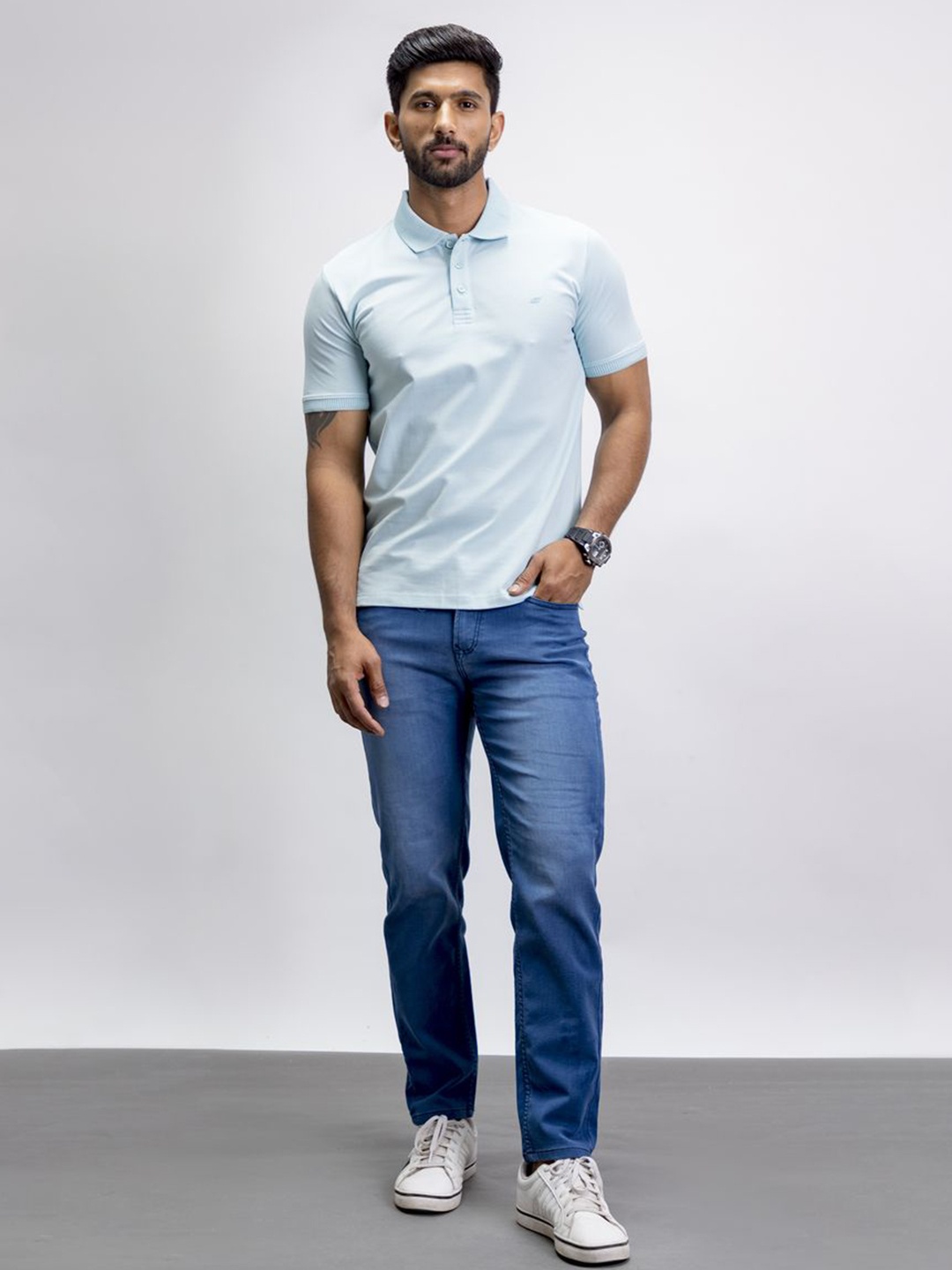 

Code 61 Men Coolmax Polo Collar Solid Slim Fit T-shirt, Turquoise blue