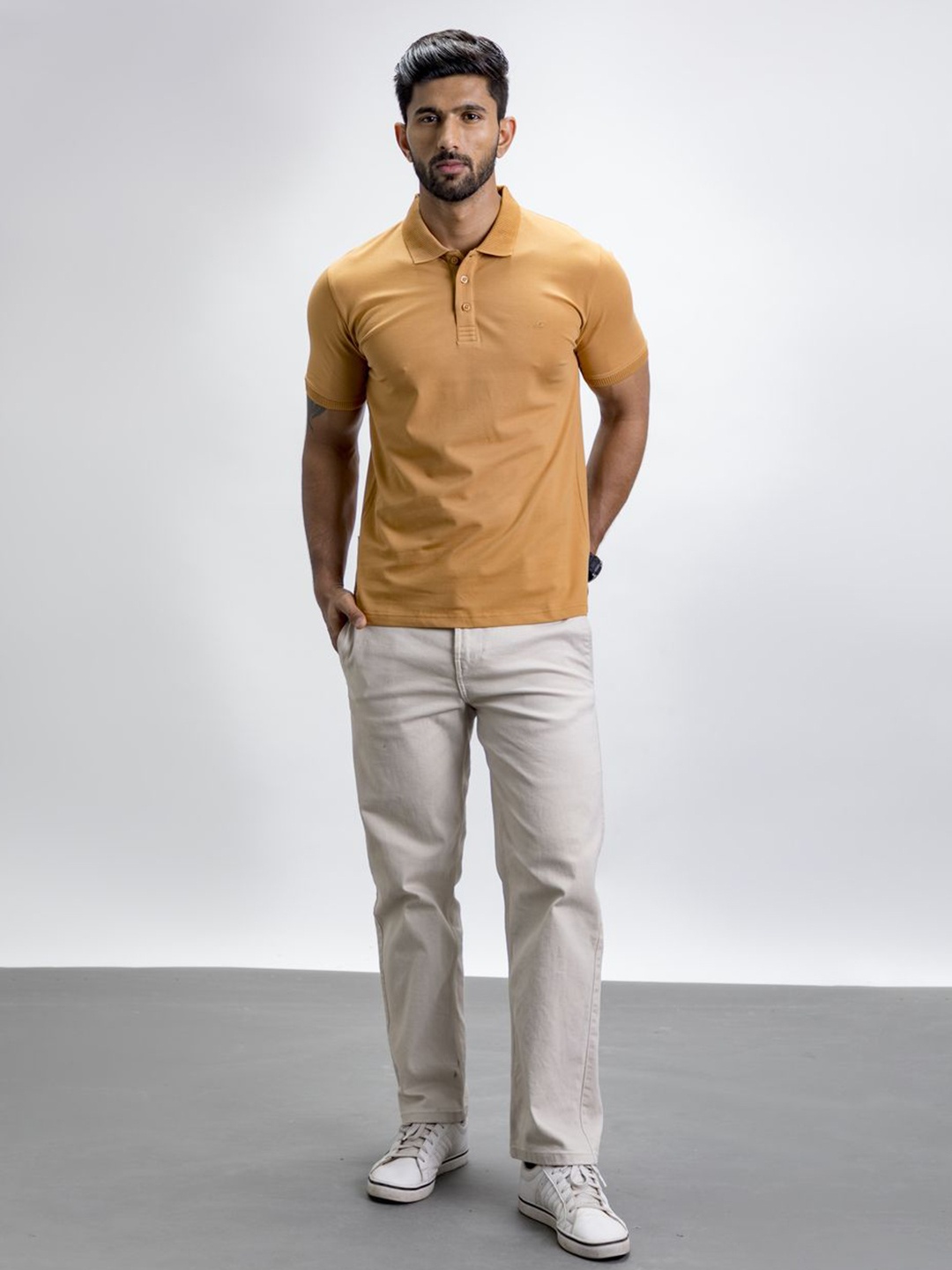 

Code 61 Men Coolmax Polo Collar Solid Slim Fit T-shirt, Khaki