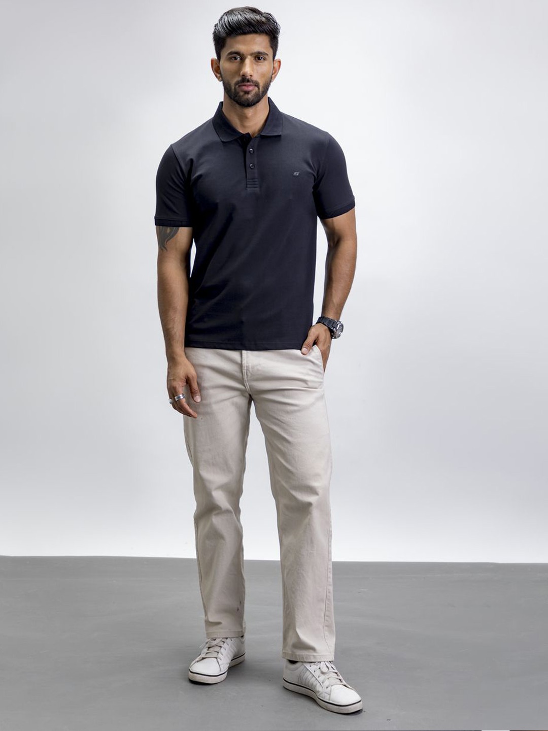

Code 61 Men Coolmax Polo Collar Solid Slim Fit T-shirt, Black