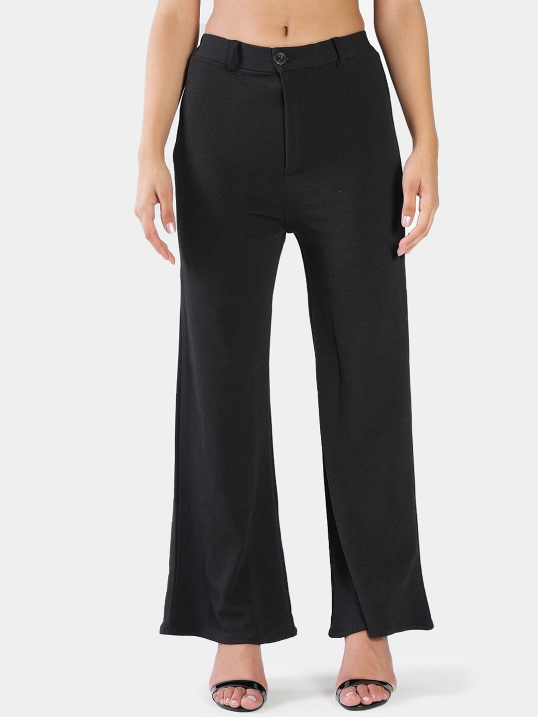 

BAESD Women High-Rise Easy Wash Trousers, Black