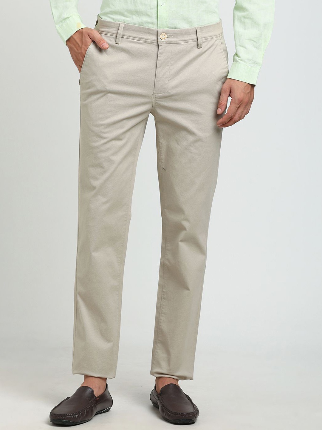 

Turtle Men Relaxed Slim Fit Chinos Trousers, Cream