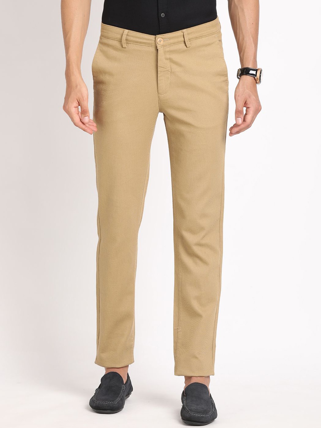 

Turtle Men Relaxed Skinny Fit Trousers, Beige