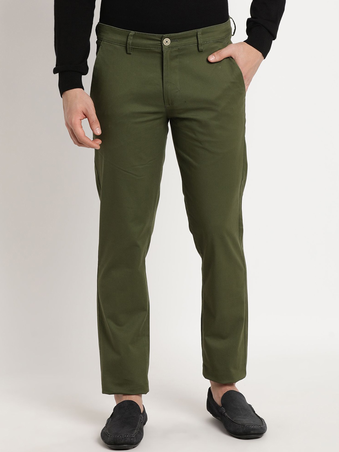 

Turtle Men Relaxed Skinny Fit Chinos Trousers, Green