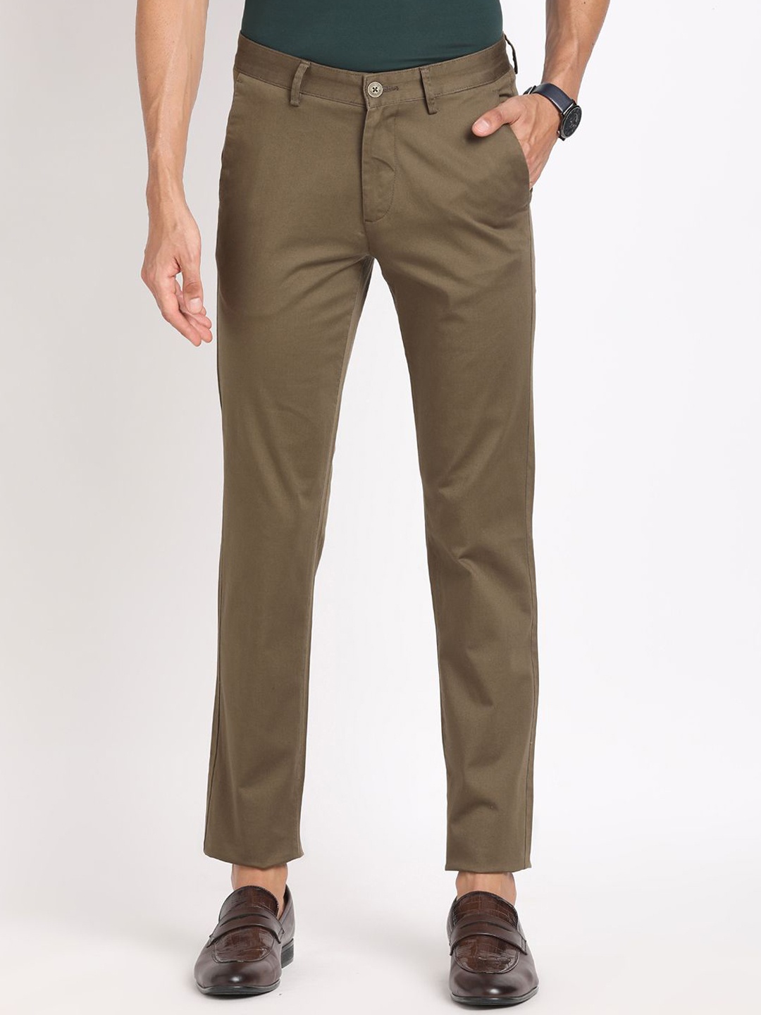 

Turtle Men Relaxed Skinny Fit Trousers, Brown