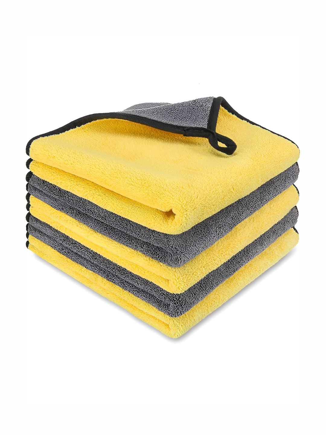 

P-Plus International Yellow 5 Pieces Water Absorbing & Thick Microfiber Cleaning Cloths, Grey