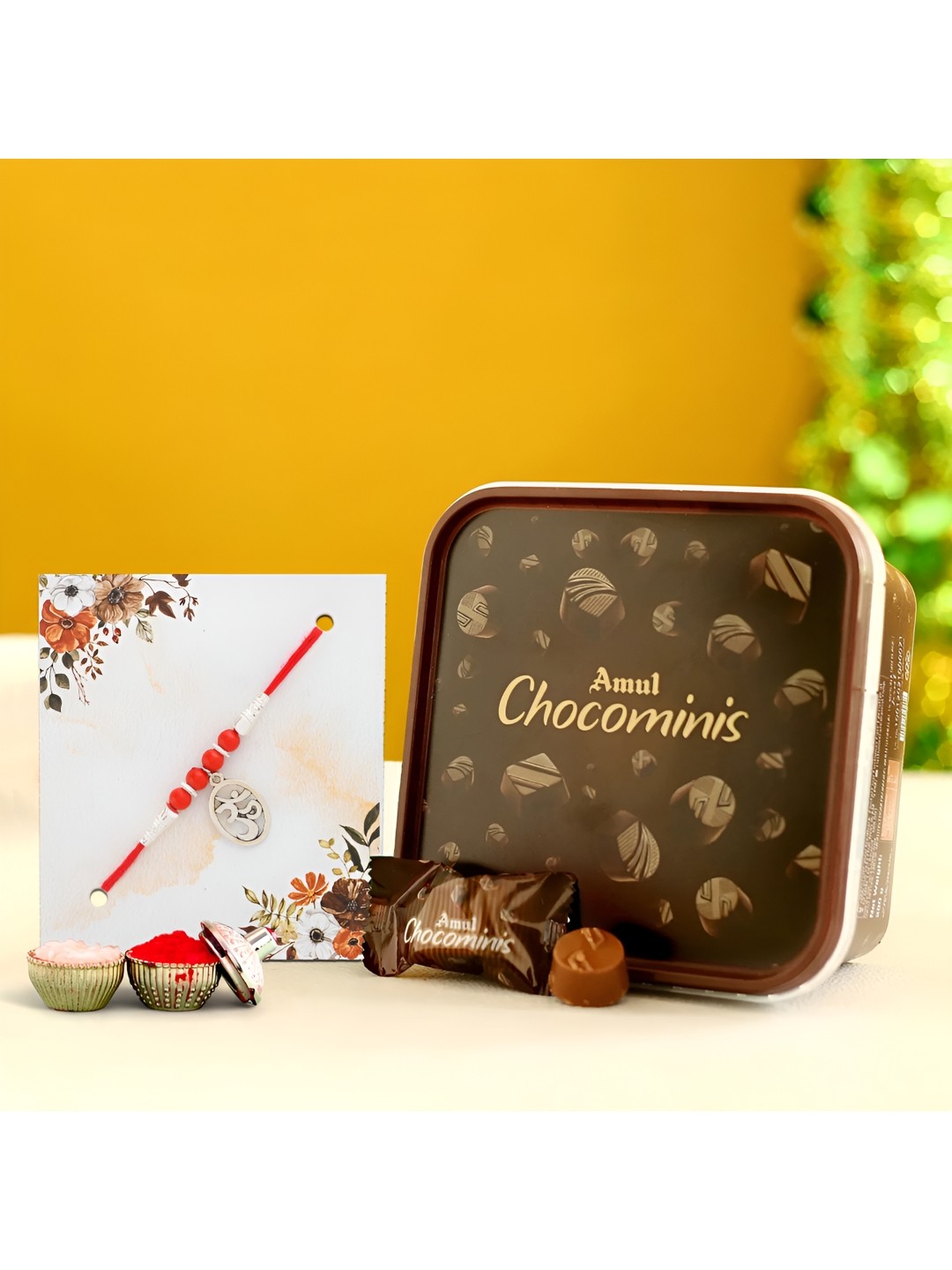 

Ascension Rakhi With Choco Minis Chocolate Set, Red