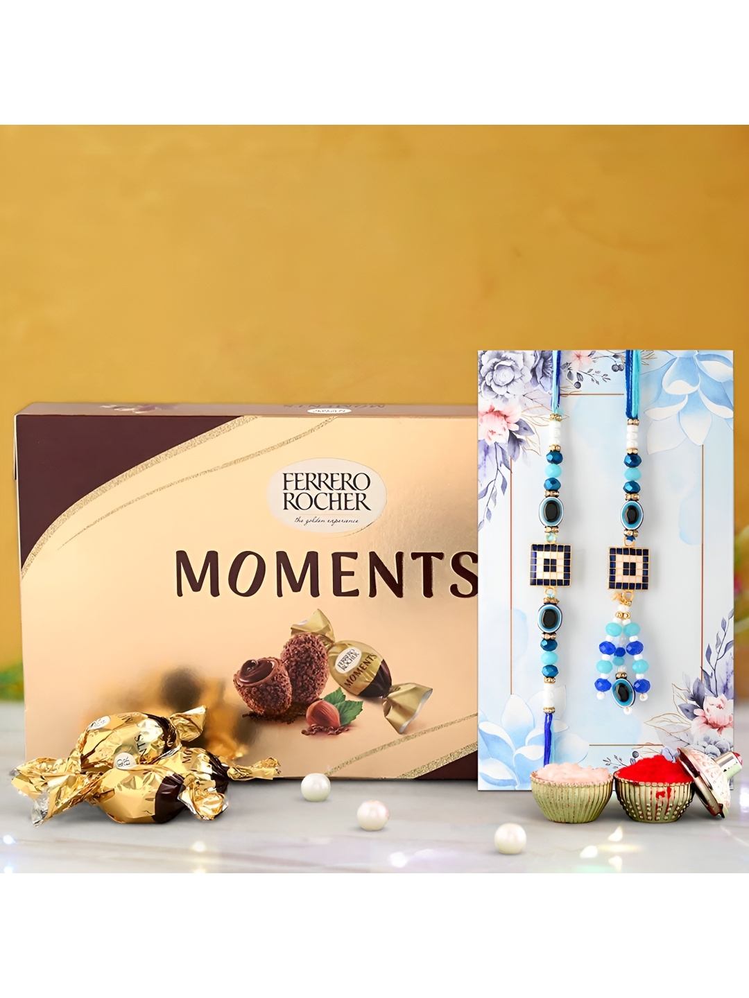 

Ascension Set Of 2 Bhaiya Bhabhi Rakhis With Ferrero Rocher Chocolates, White