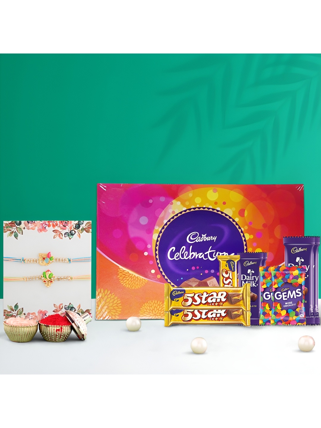 

Ascension Set Of 2 Rakhi With Big Celebration Chocolate & Roli Tilak, Blue
