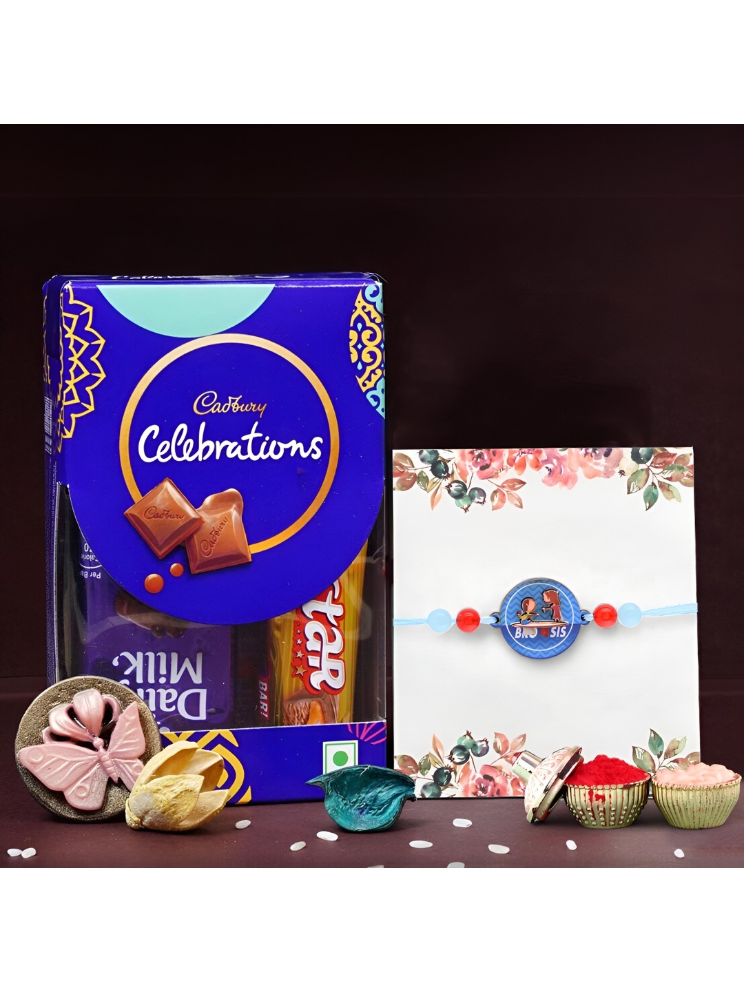 

Ascension Beaded Rakhi With Small Celebration Pack With Rholi Chawal, Blue