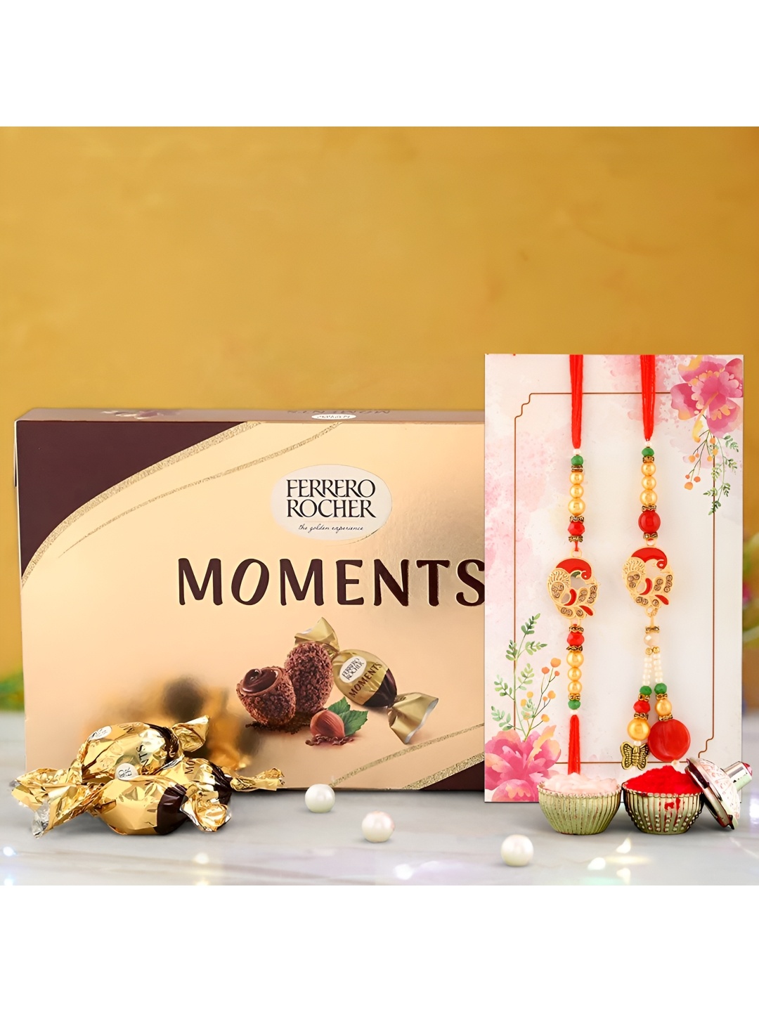 

Ascension Bhaiya Bhabhi Rakhi With Ferrero Rocher Chocolates Gift Set, Red