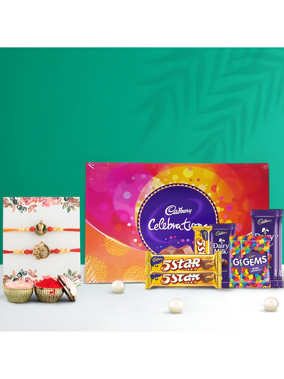 

Ascension Set Of 2 Rakhi With Big Celebration Chocolate & Roli Tilak, Purple