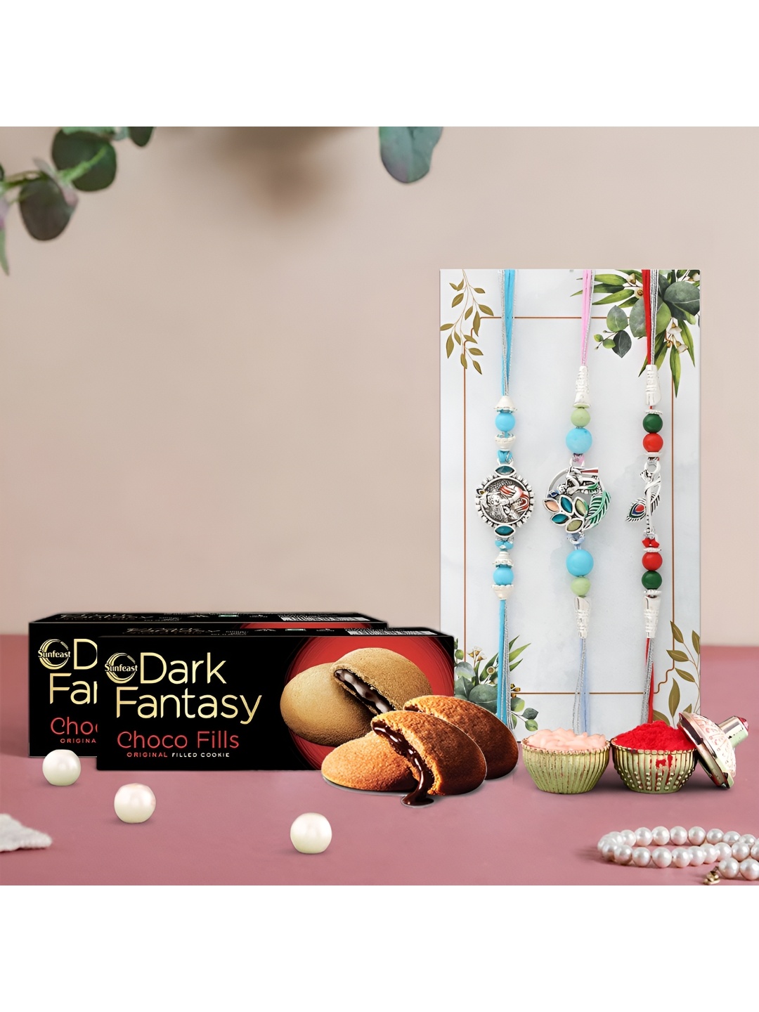 

Ascension Set of 3 Rakhi With Dark Fantasy & Roli Tilak, Blue