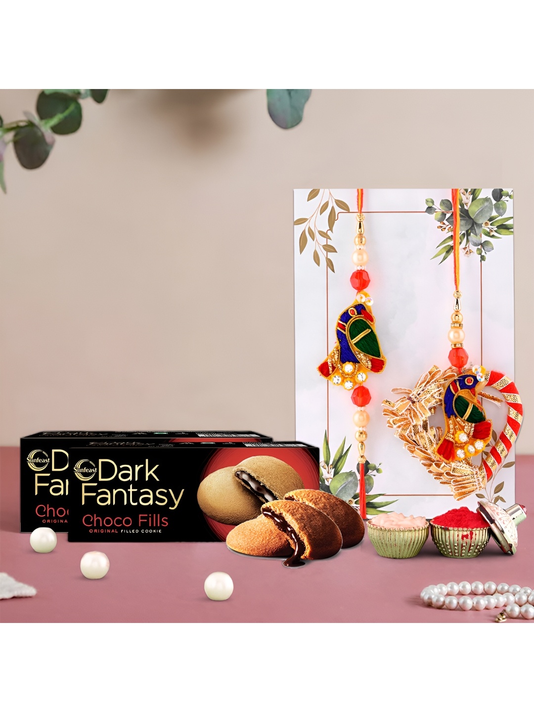

Ascension Bhaiya Bhabhi Rakhi With Dark Fantasy & Roli Tilak, Red