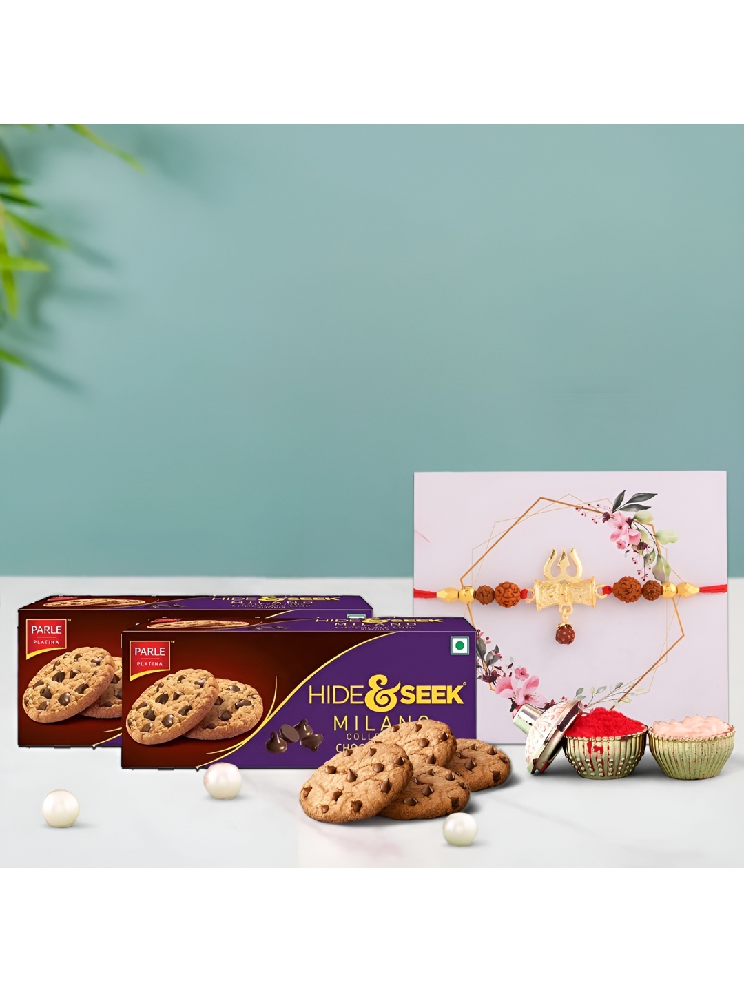 

Ascension Rakhi With Milano Cookies & Roli Tilak, Red