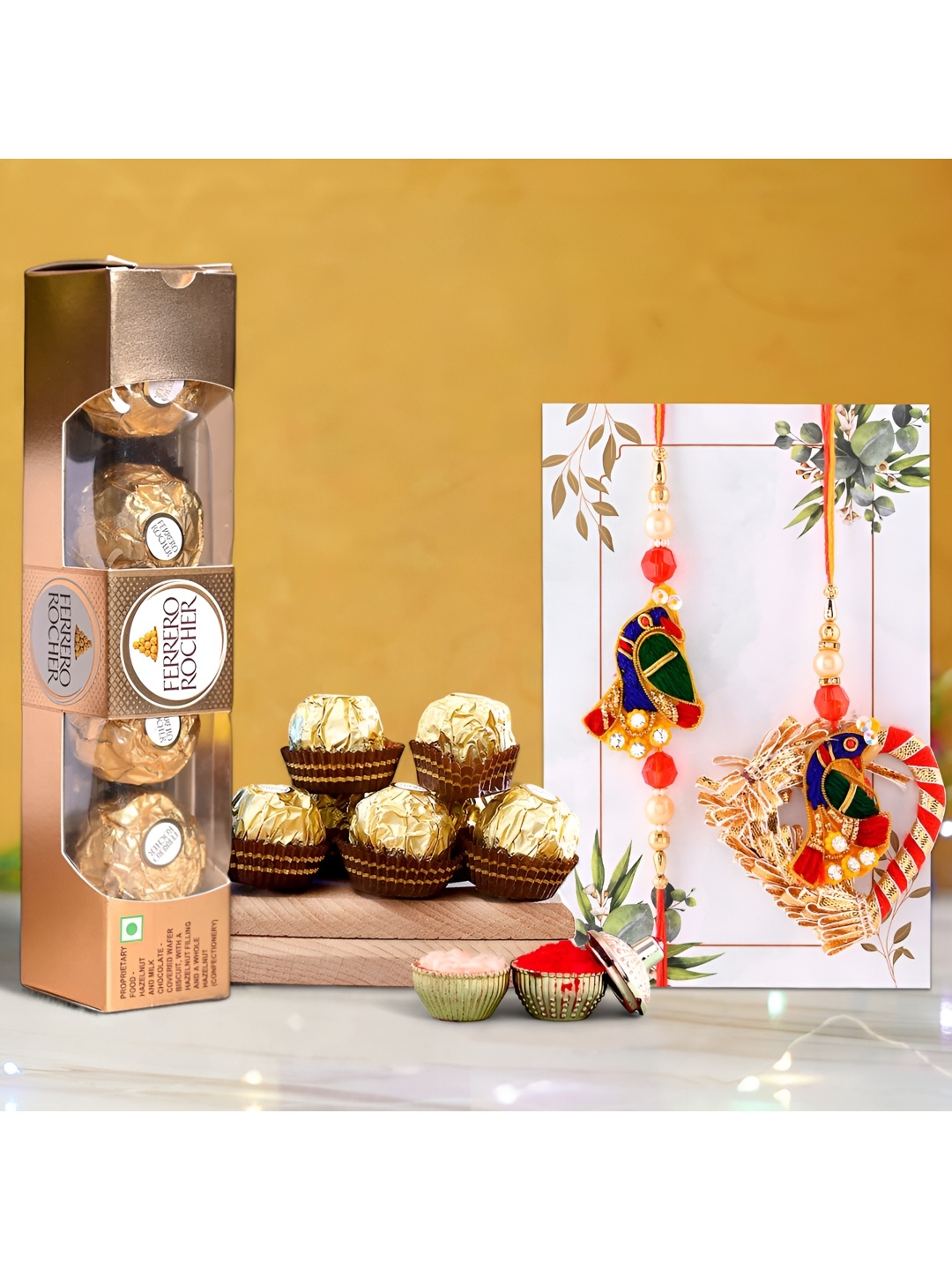 

Ascension Set Of 2 Bhaiya Bhabhi Rakhis With Ferrero Rocher Chocolates, Red