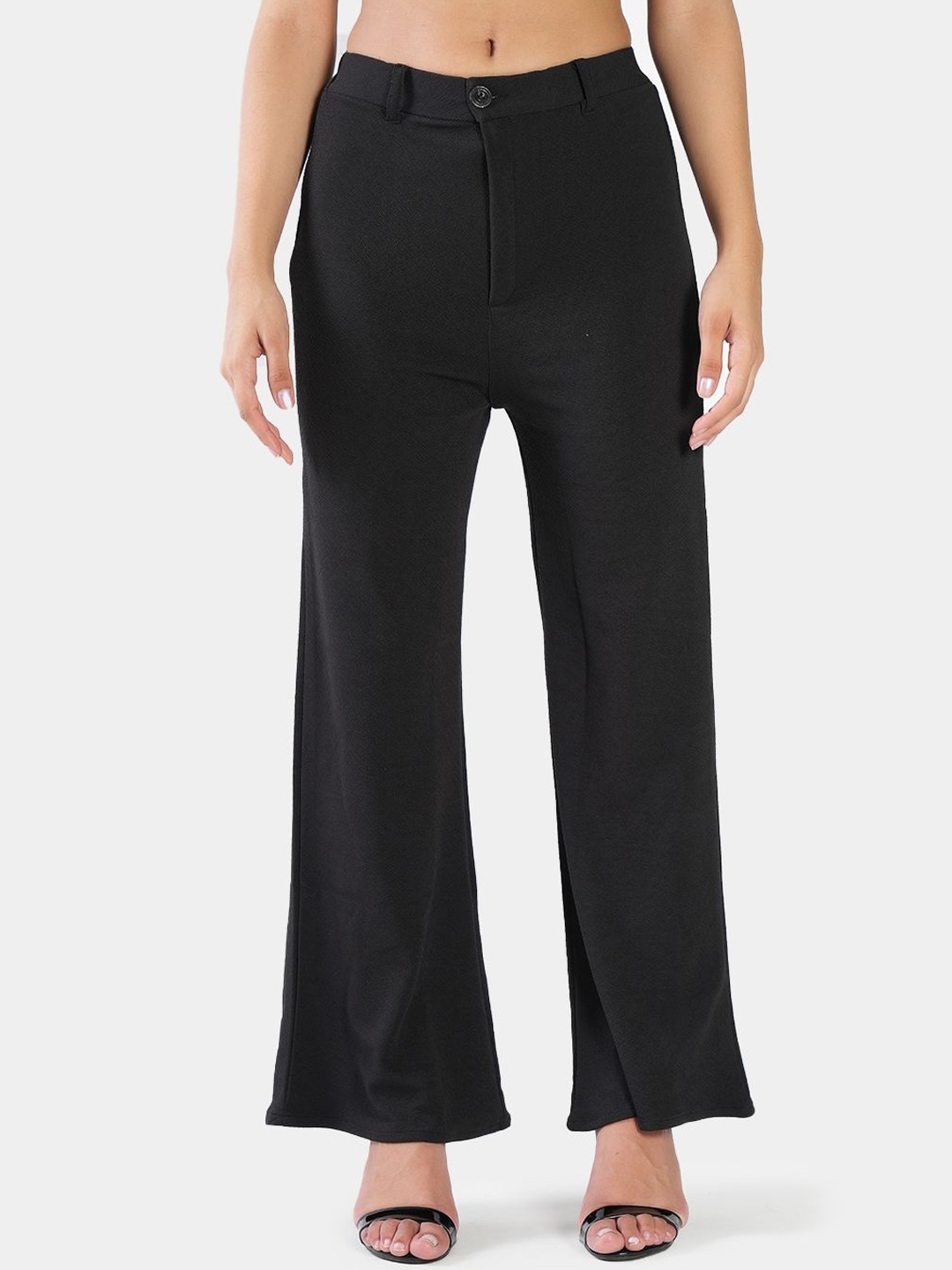 

BAESD Women High-Rise Easy Wash Trousers, Black