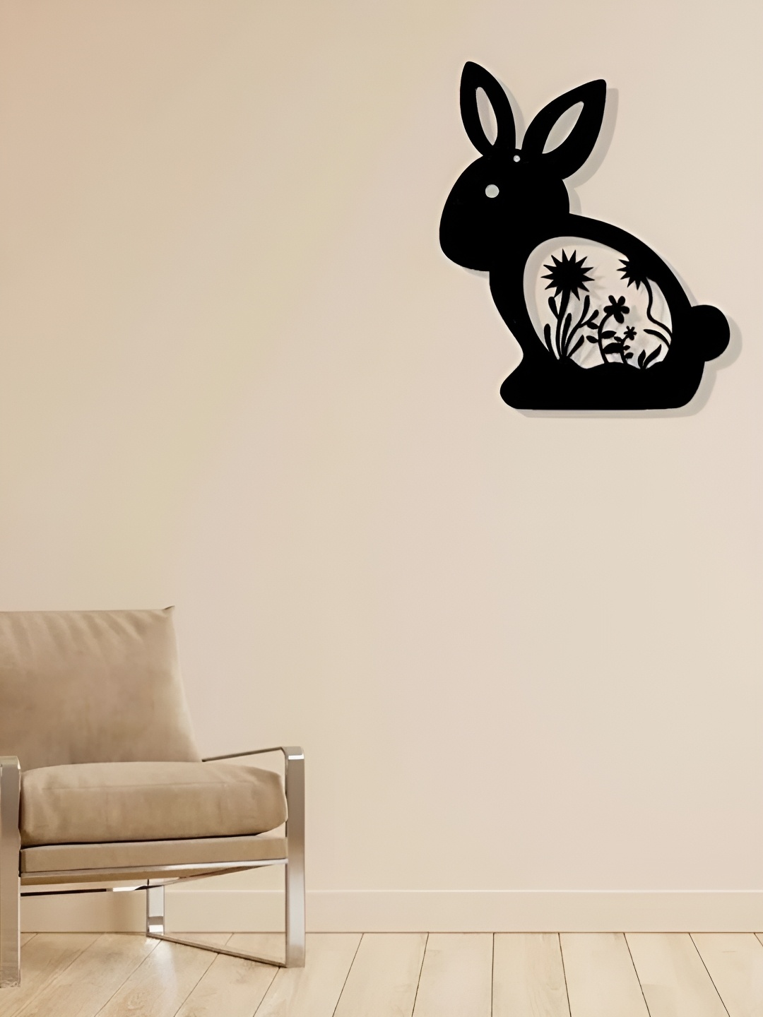 

Artrooms Rabbit Metal Wall Art, Black