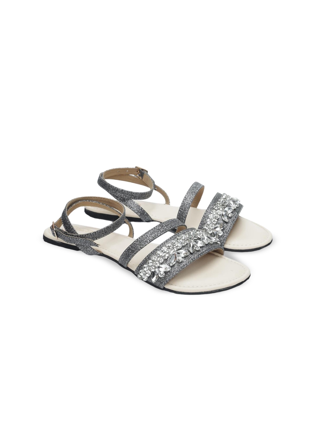 

Sole House Women Open Toe Flats with Western - Embellished, Grey