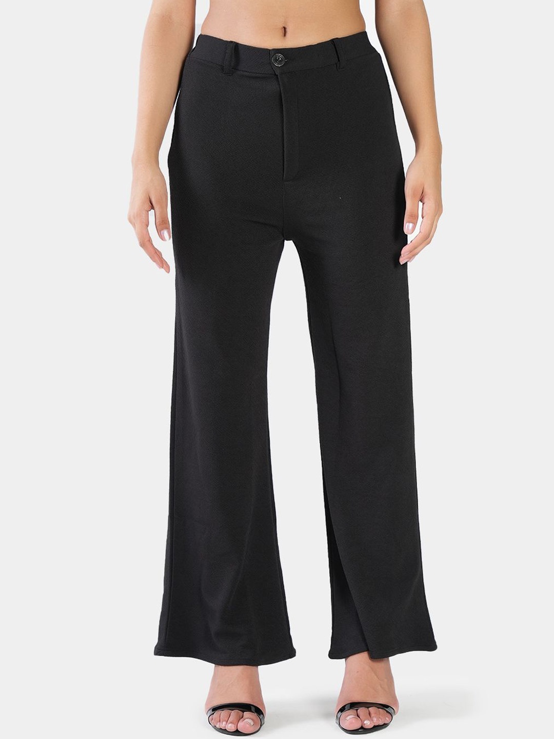 

BAESD Women High-Rise Easy Wash Trousers, Black