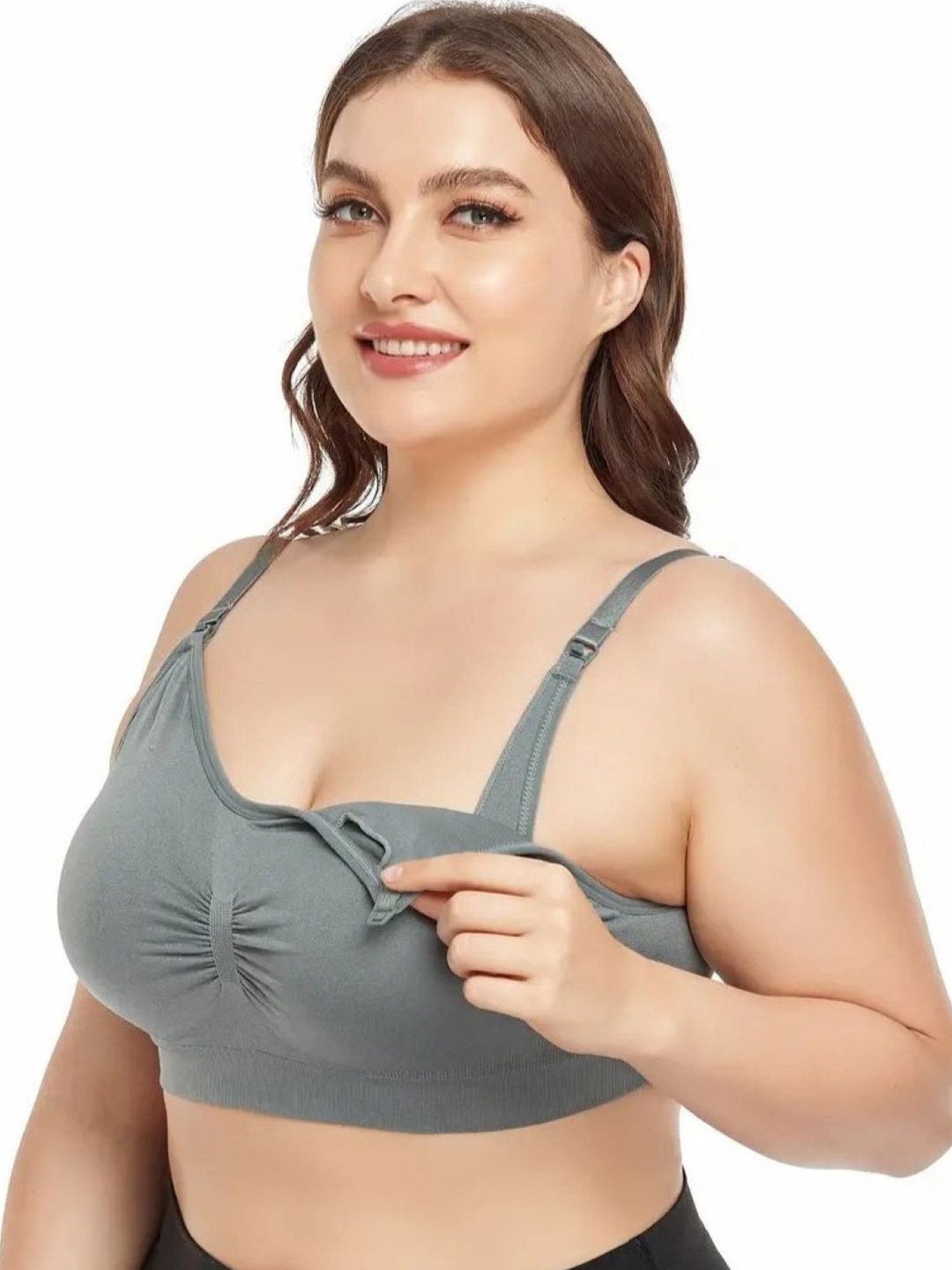 

Poftik Full Coverage Non-Wired Maternity Bra-360 Degree Support, Grey