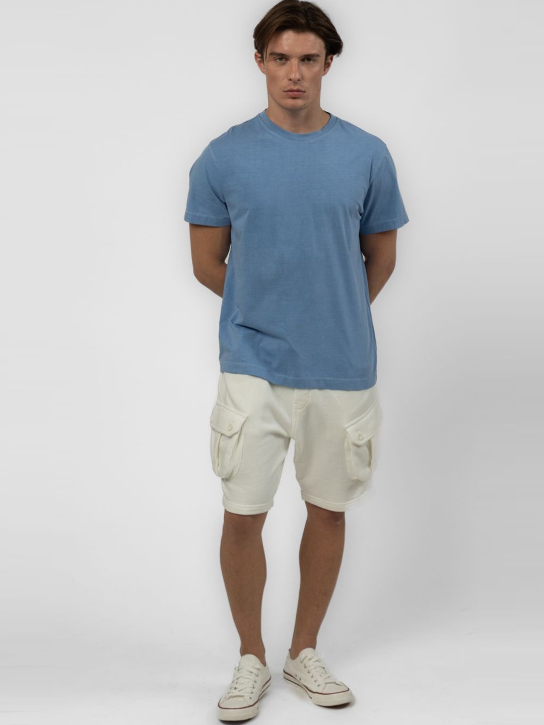 

PURPLE POTATO Men Solid Typography Round Neck T-shirt, Blue