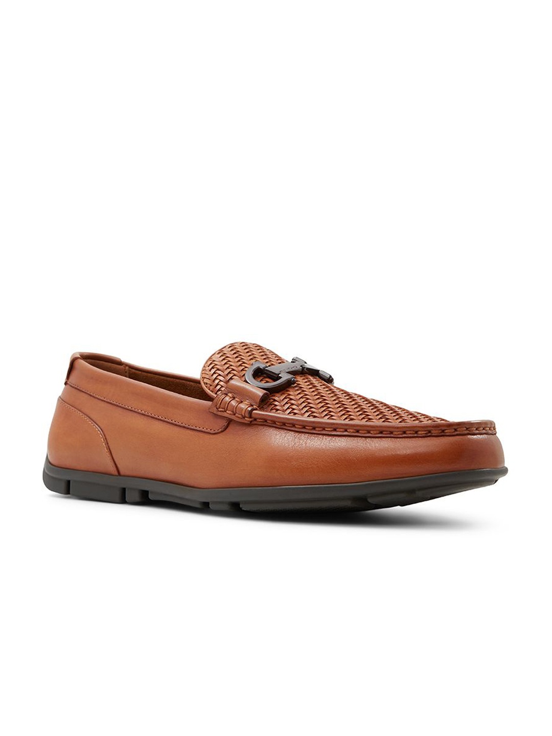 

ALDO Men Square Toe Leather Formal Moccasins, Brown