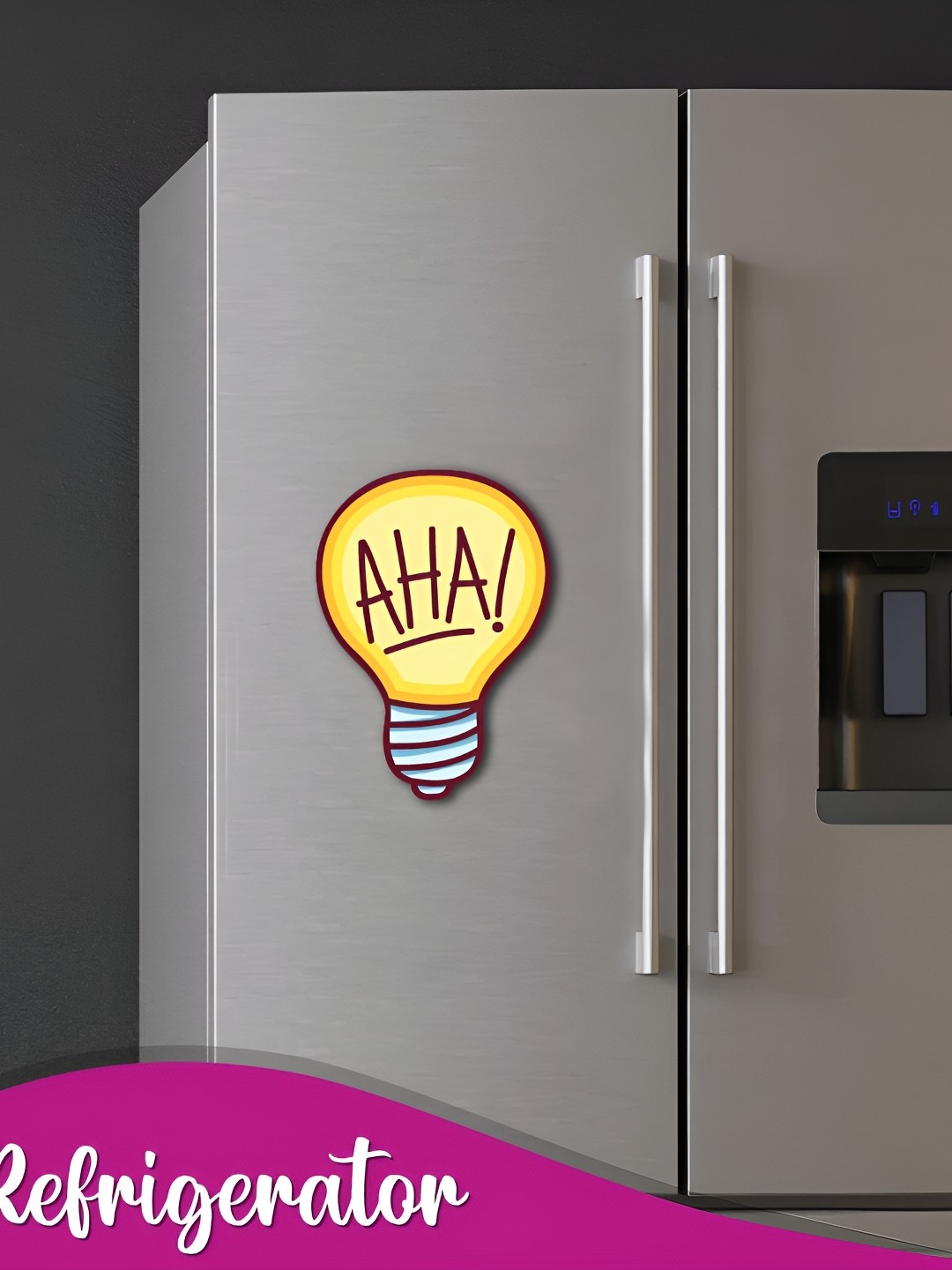 

Bhai Please Printed Yellow Aha Bulb Wooden Decorative Fridge Magnets
