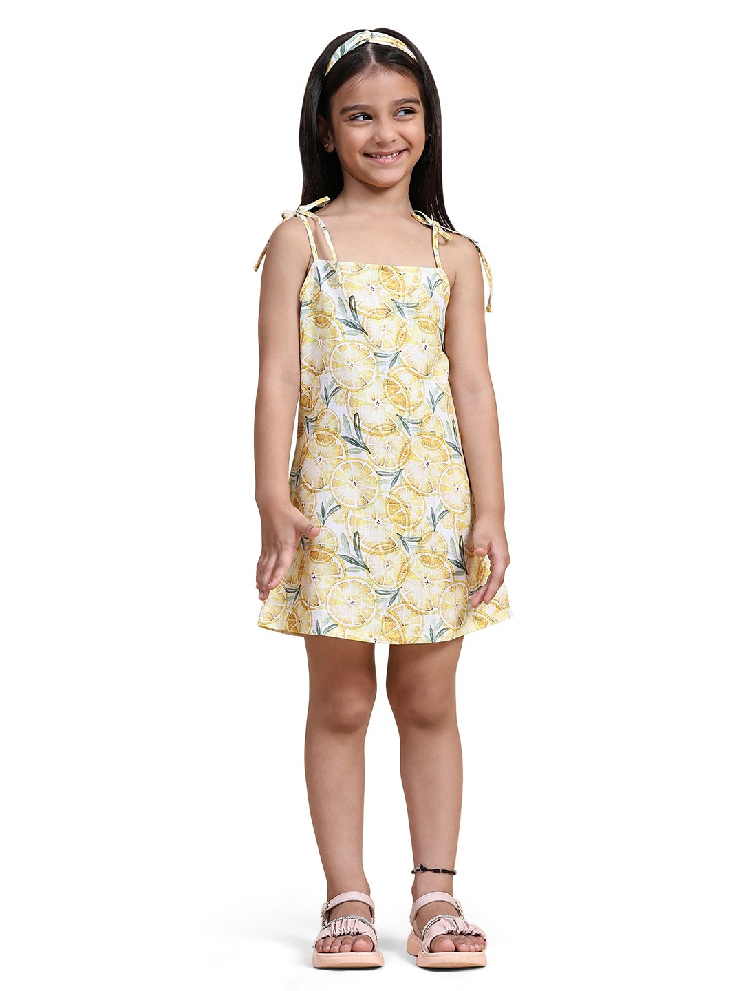 

BAESD Floral Print Linen A-Line Dress, Yellow