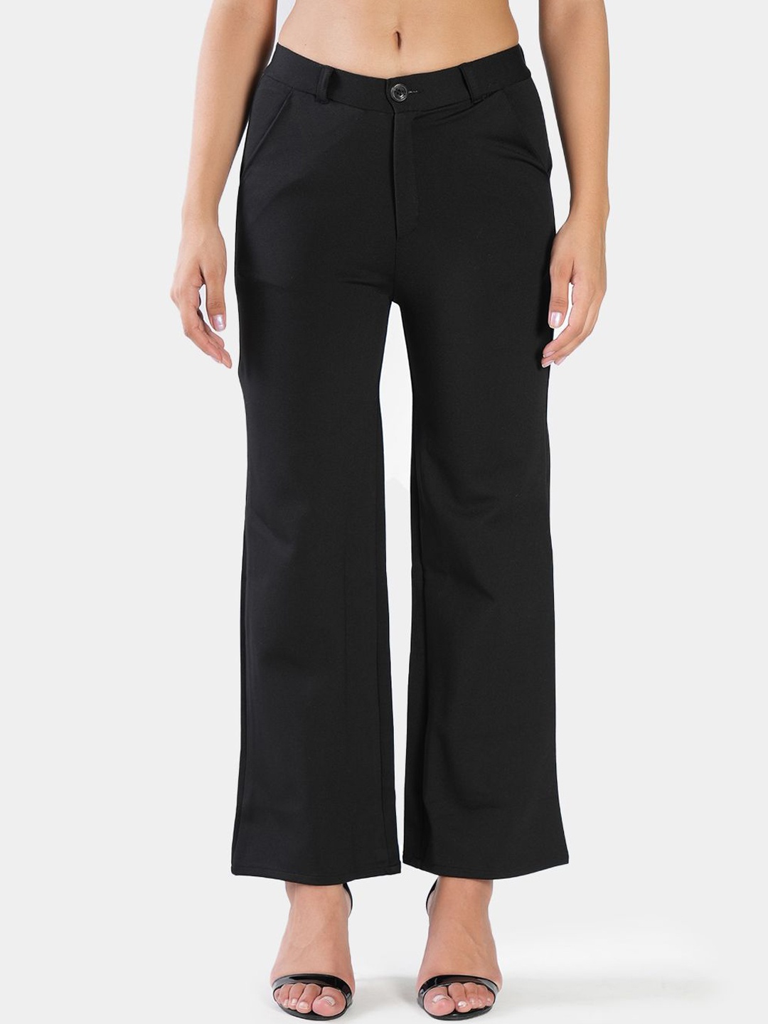 

BAESD Women High-Rise Easy Wash Trousers, Black