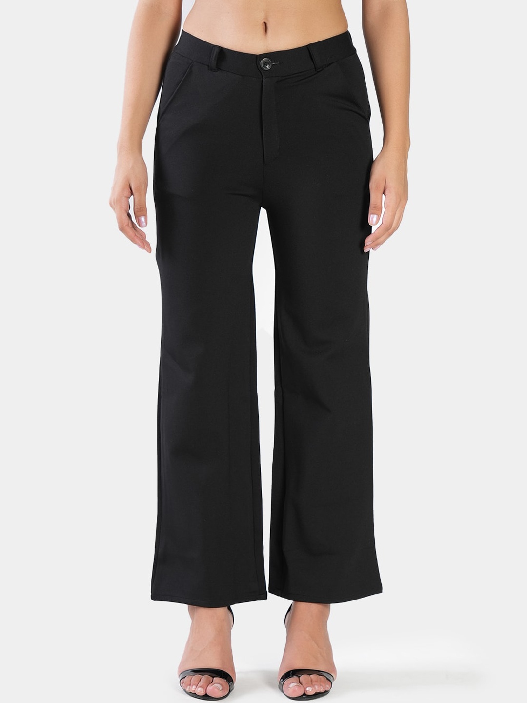 

BAESD Women High-Rise Easy Wash Trousers, Black